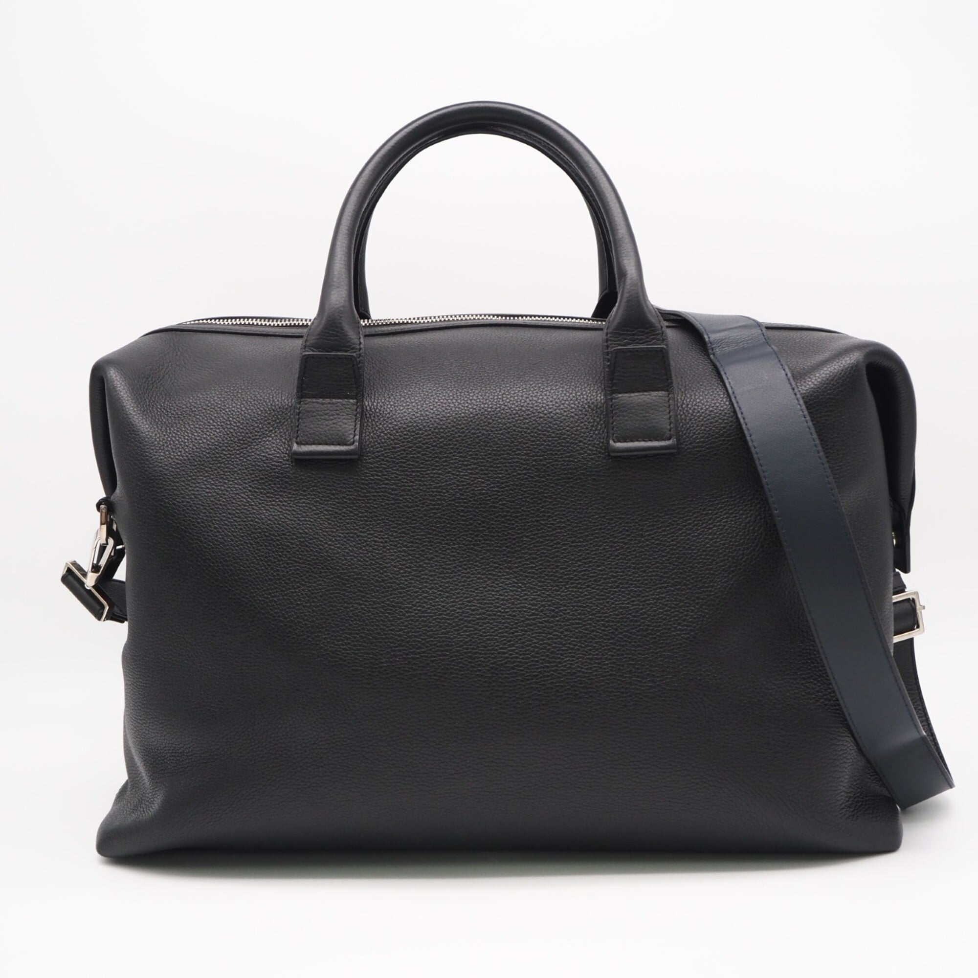 Dior Homme Black Navy Leather Boston Bag (Pre-Owned)