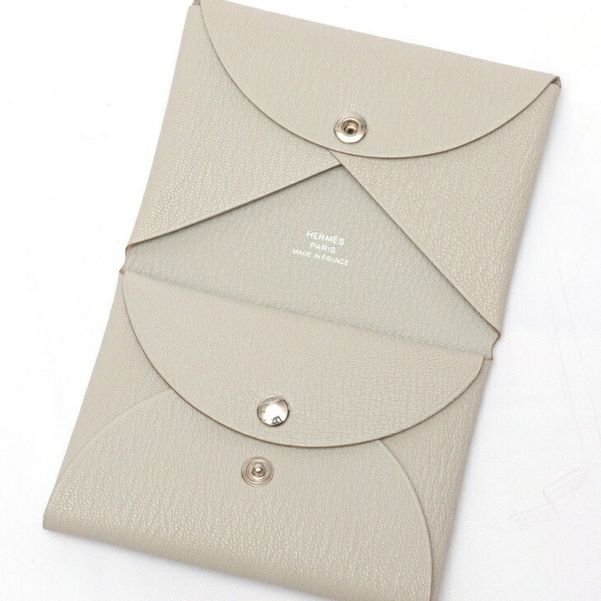 Hermes Gray Chevre Leather Coin Purse/Coin Case (Pre-Owned)