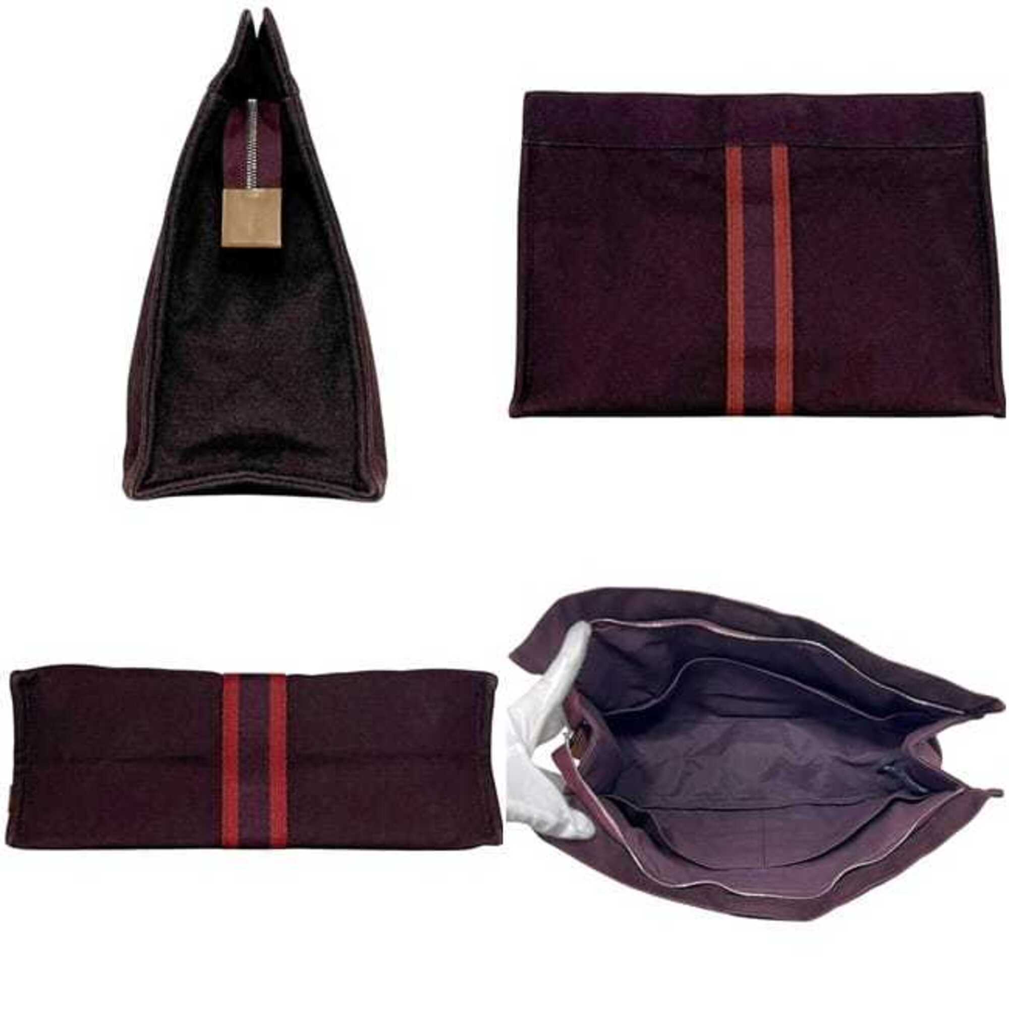 Hermes Bordeaux Cotton Clutch Bag (Pre-Owned)