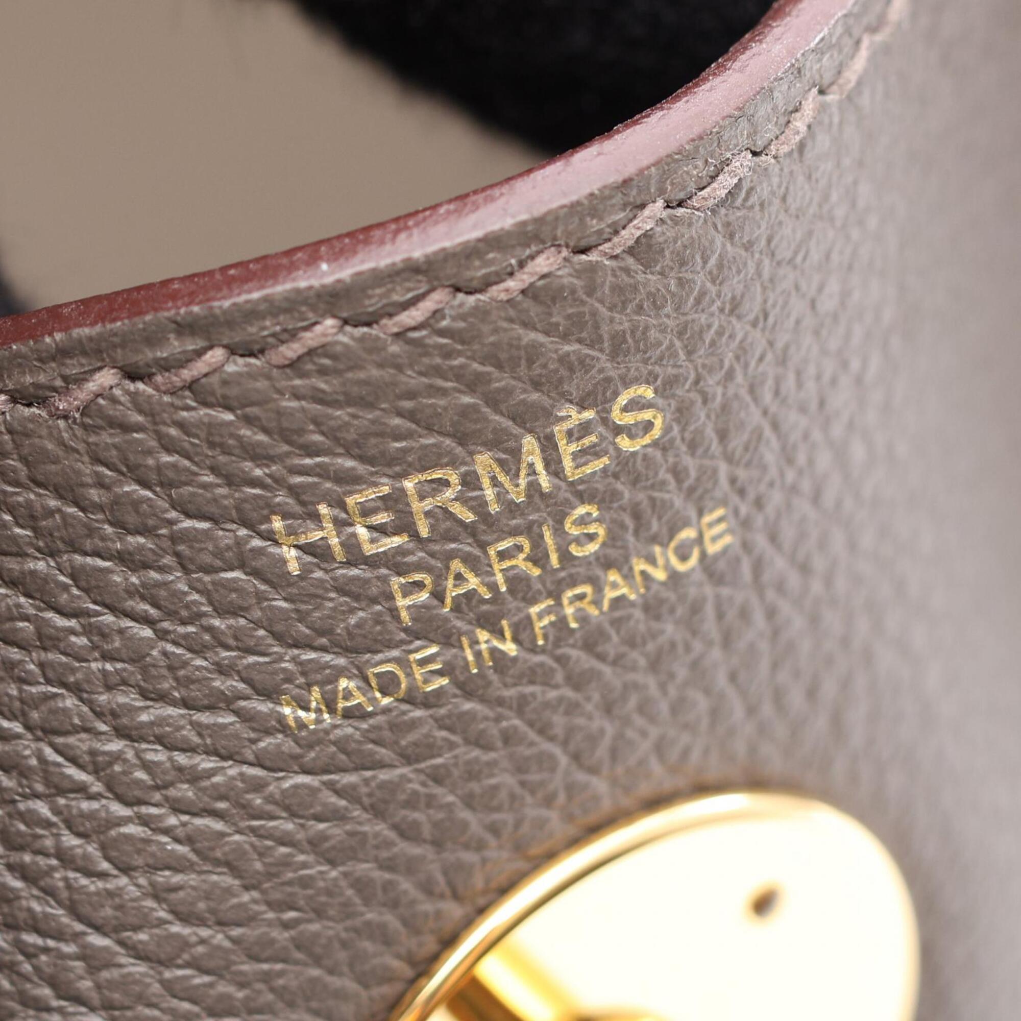 Hermes Etain Gray Evercalf Leather Handbag Shoulder Bag (Pre-Owned)