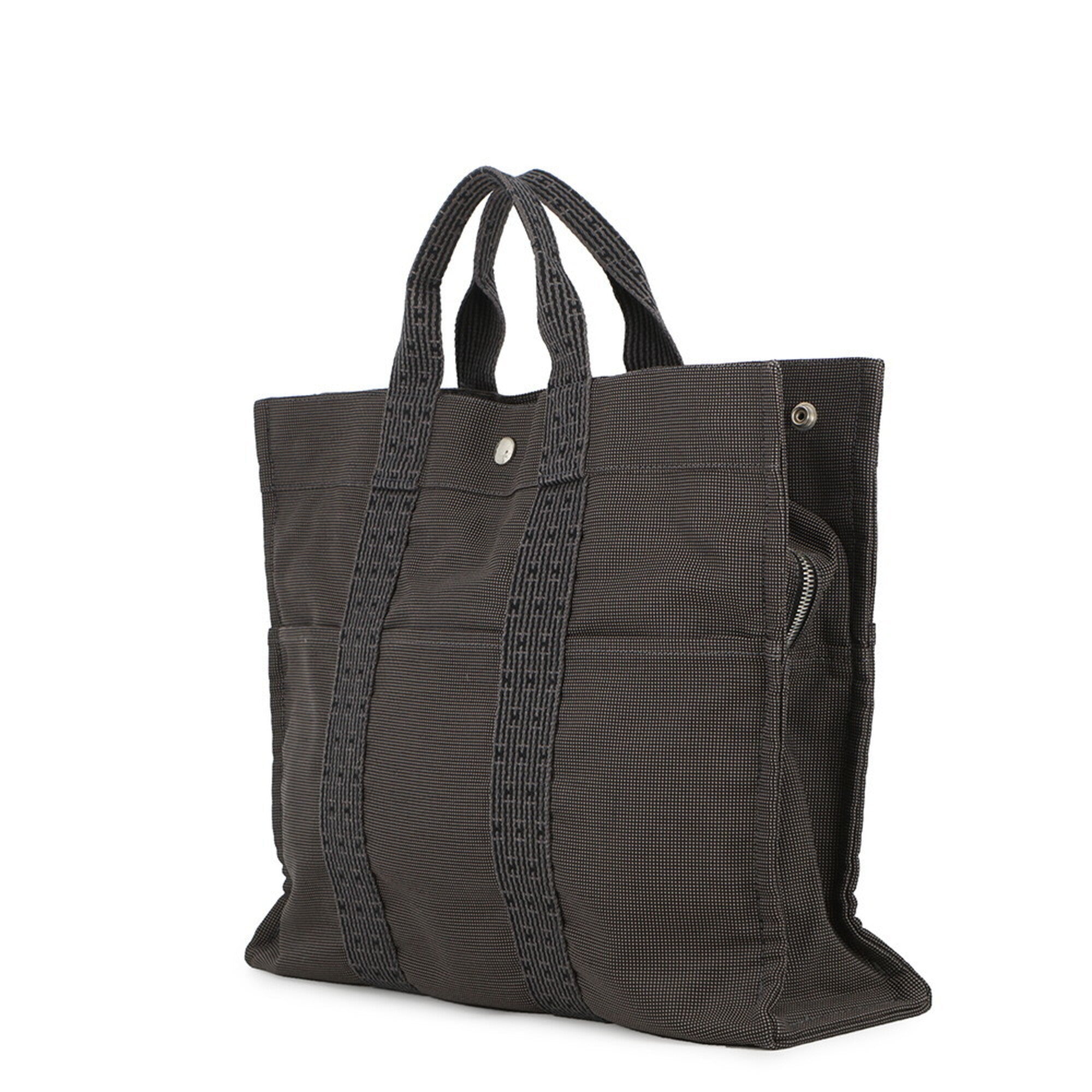 Hermes Her Line Gray Canvas Handbag Tote Bag (Pre-Owned)
