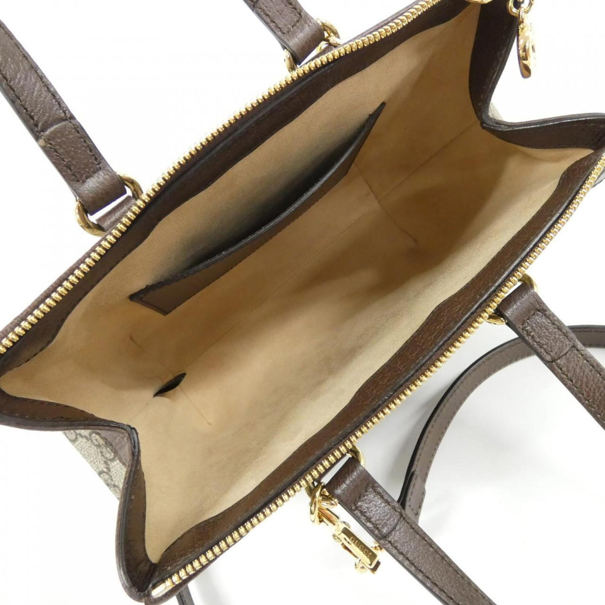 Gucci Beige Brown Gg Supreme Canvas Leather Handbag (Pre-Owned)