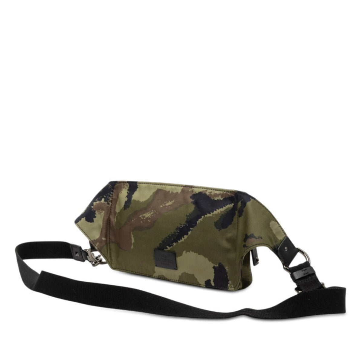 Valentino Black Green Khaki Nylon Fanny Pack Shoulder Bag Sling Bag (Pre-Owned)
