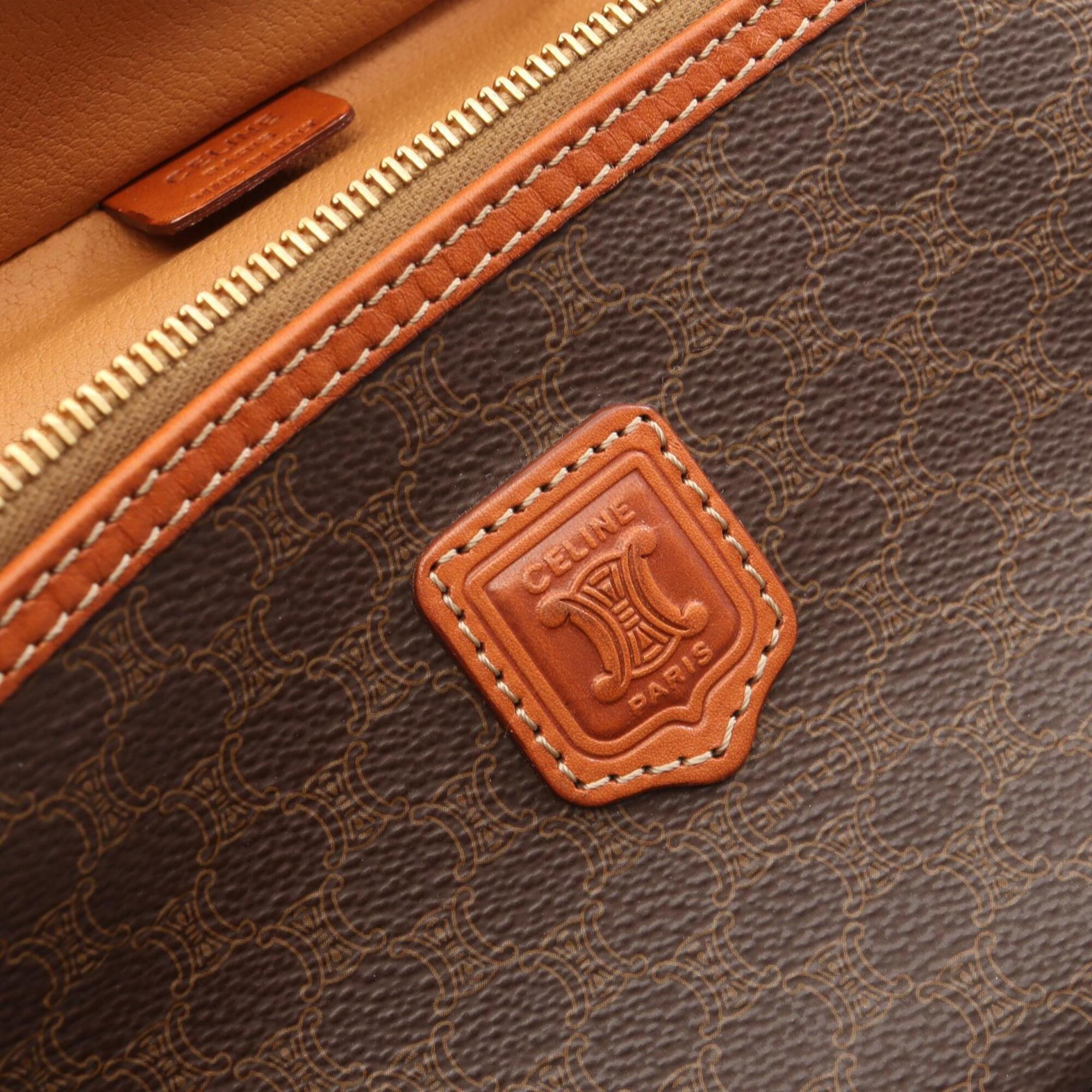 Celine Macadam Brown Coated Canvas Handbag (Pre-Owned)