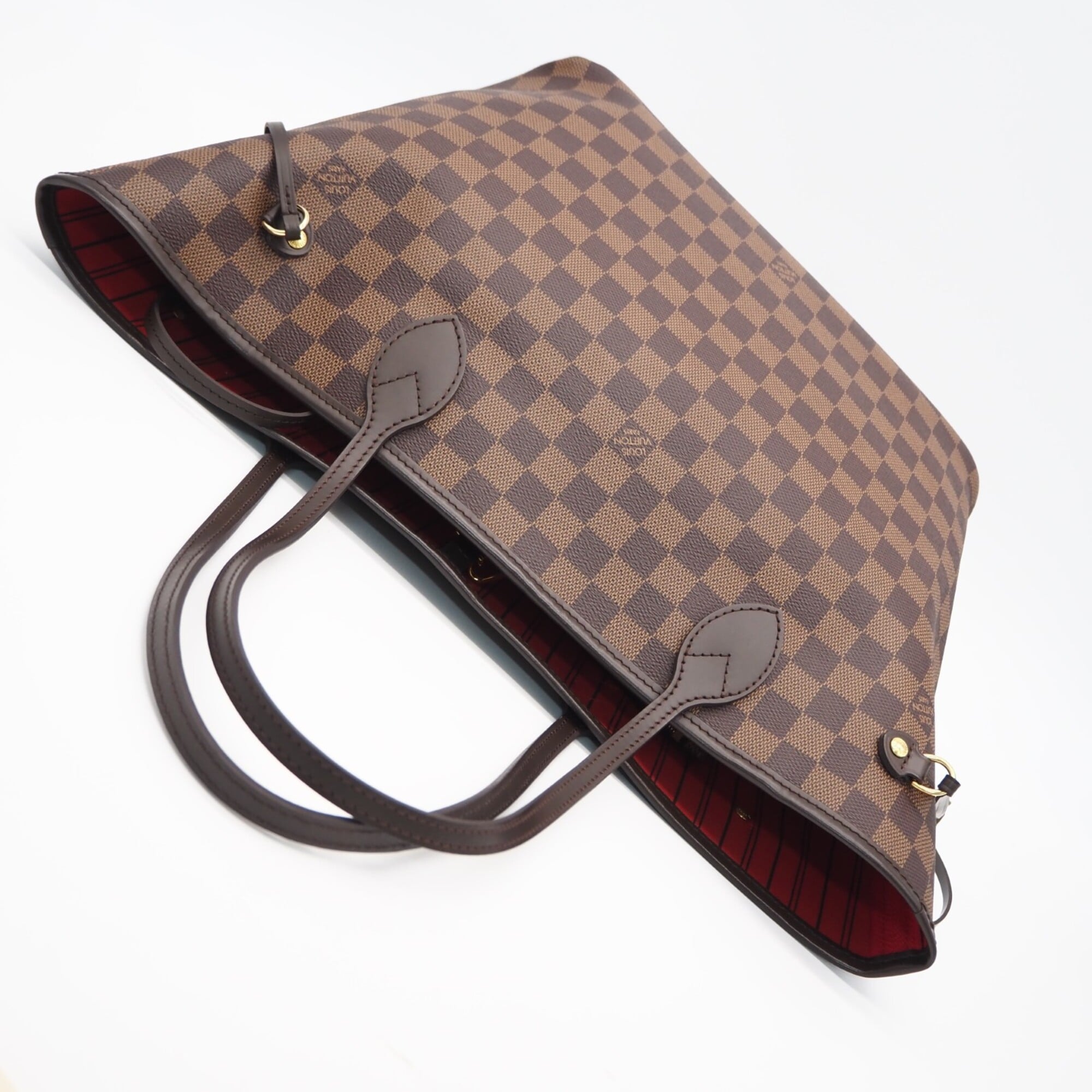 Louis Vuitton Beige Brown Coated Canvas Leather Handbag Pouch (Pre-Owned)