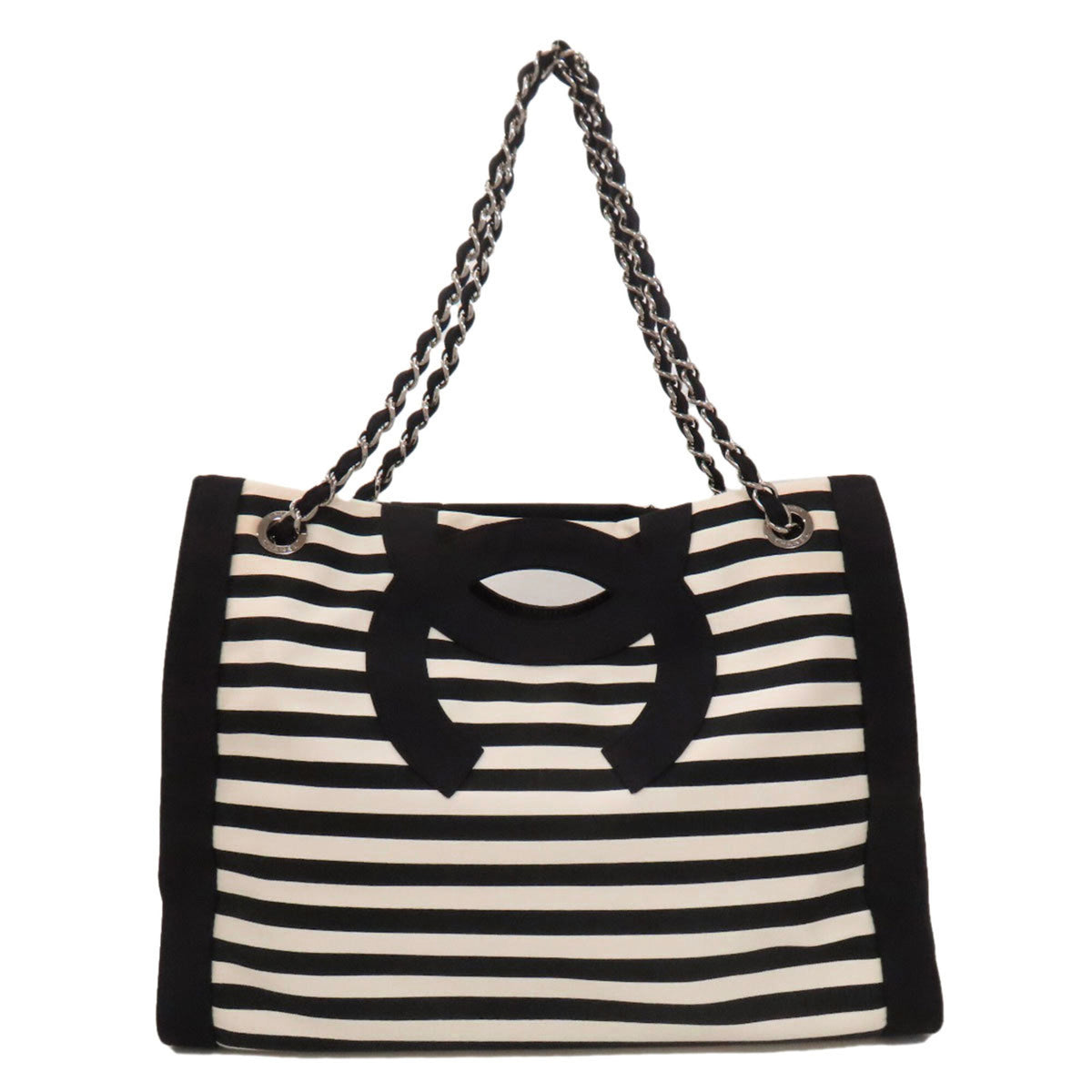 Chanel Black White Nylon Tote Bag (Pre-Owned)