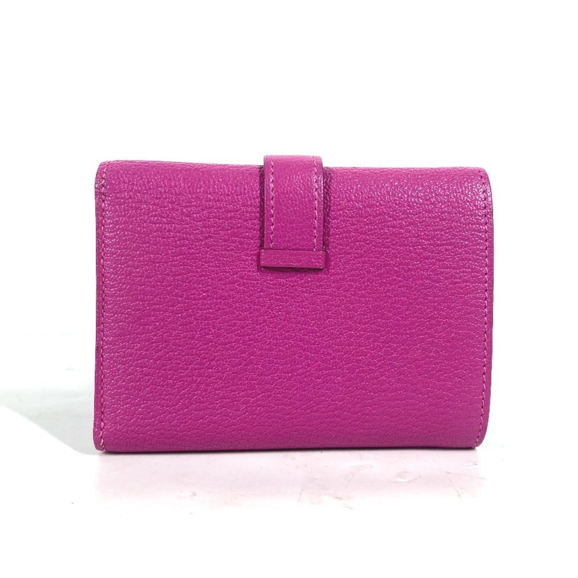 Hermes Pink Purple Chevre Leather Wallet (Tri-Fold) (Pre-Owned)