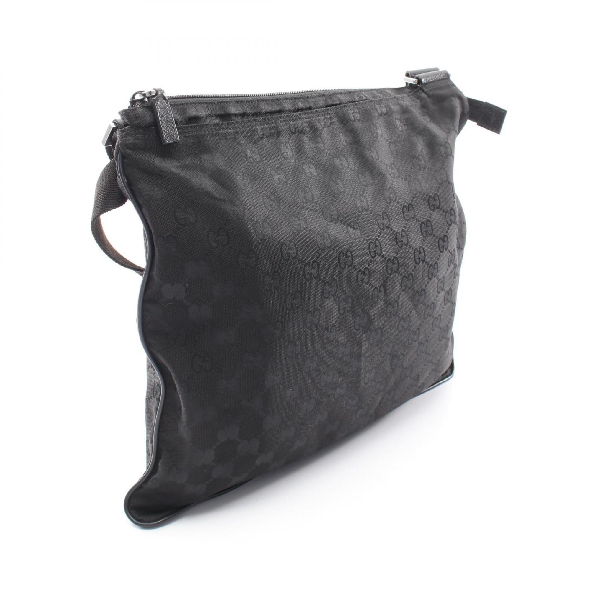 Gucci Black Canvas Leather Handbag Shoulder Bag (Pre-Owned)