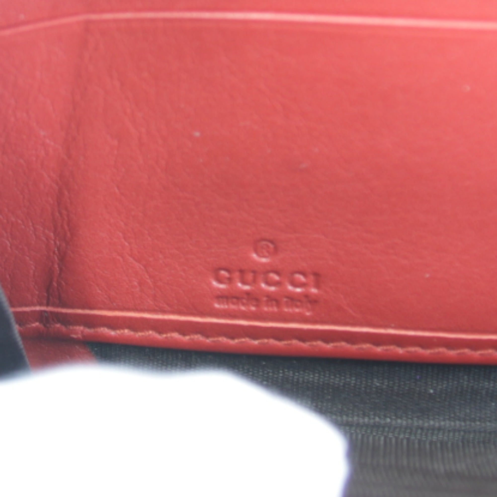 Gucci Red Color White Leather Long Wallet (Bi-Fold) (Pre-Owned)