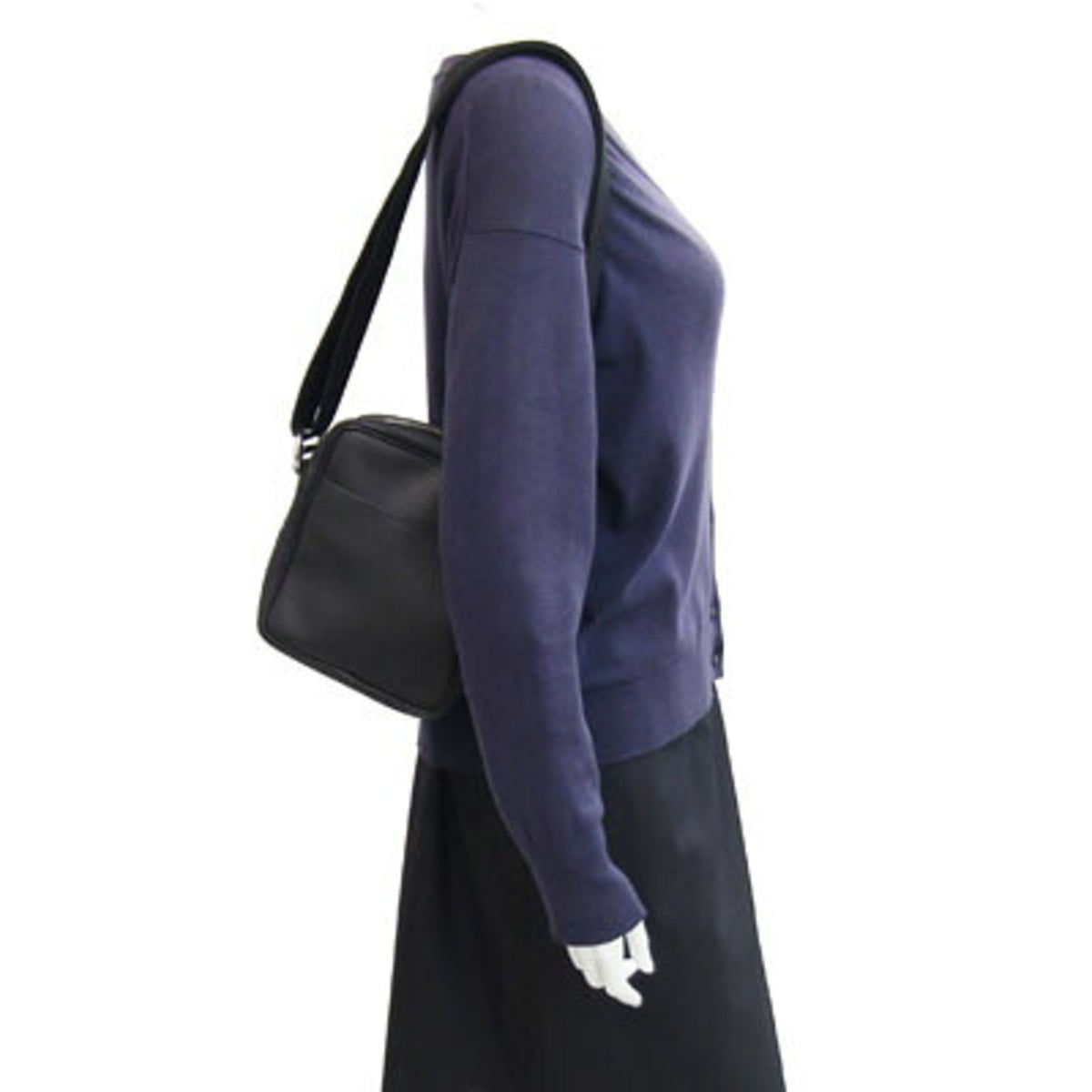 Bvlgari Millerighe Black Coated Canvas Leather Shoulder Bag (Pre-Owned)