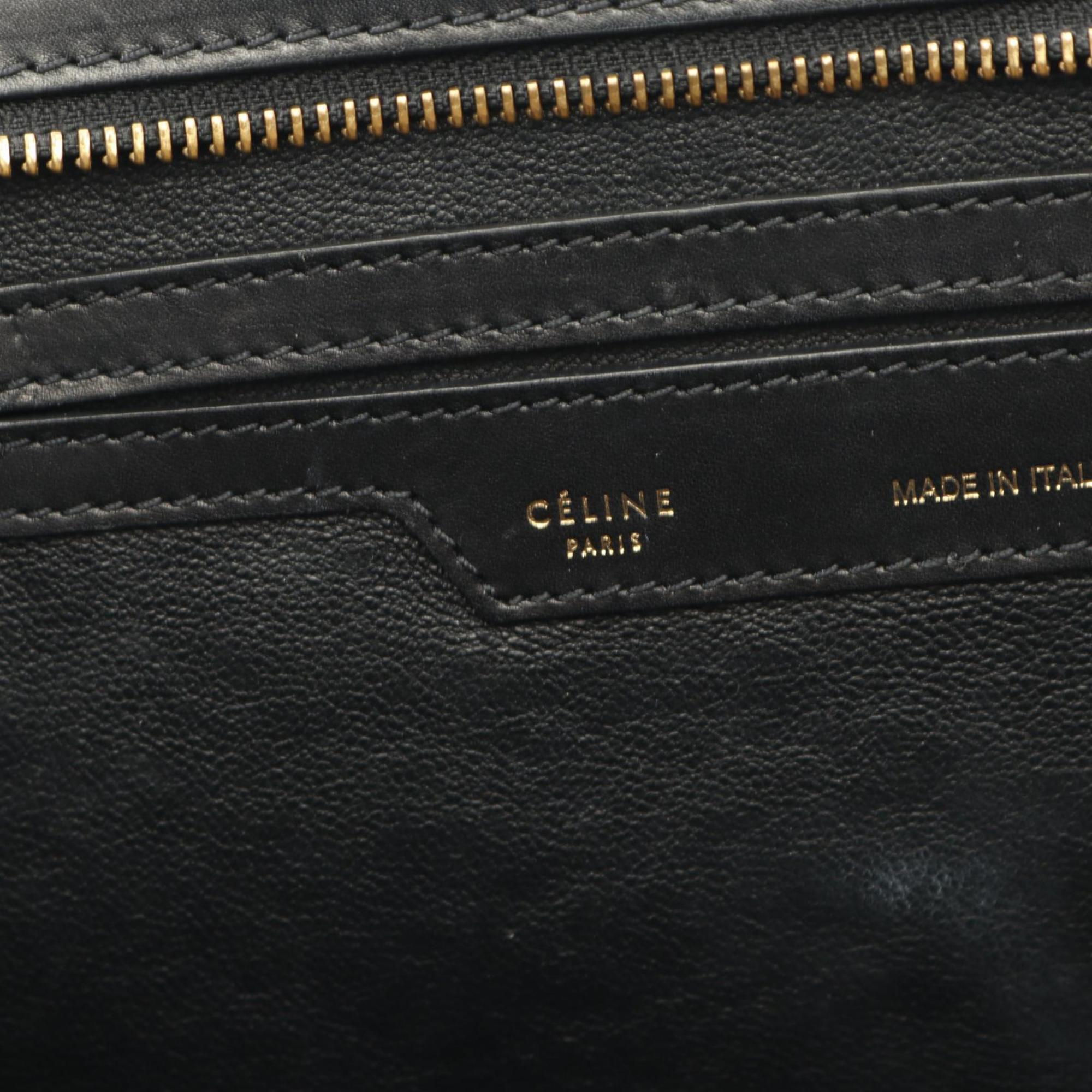 Celine Beige Black Blue Leather Handbag (Pre-Owned)