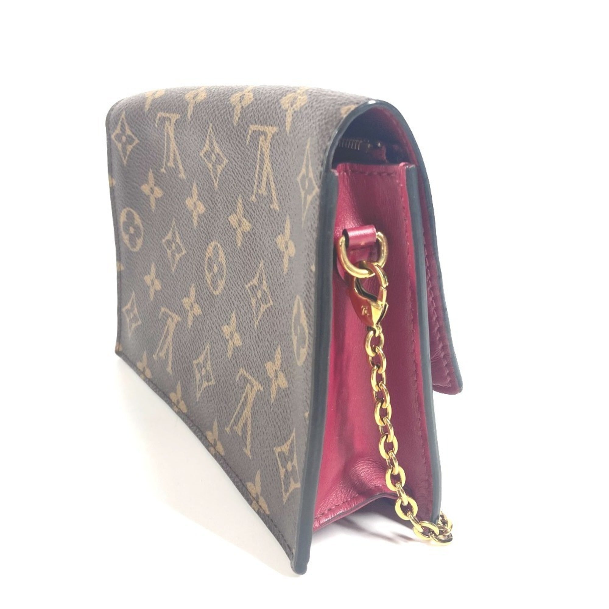 Louis Vuitton Brown Fuchsia Pink Monogram Clutch Bag Shoulder Bag (Pre-Owned)