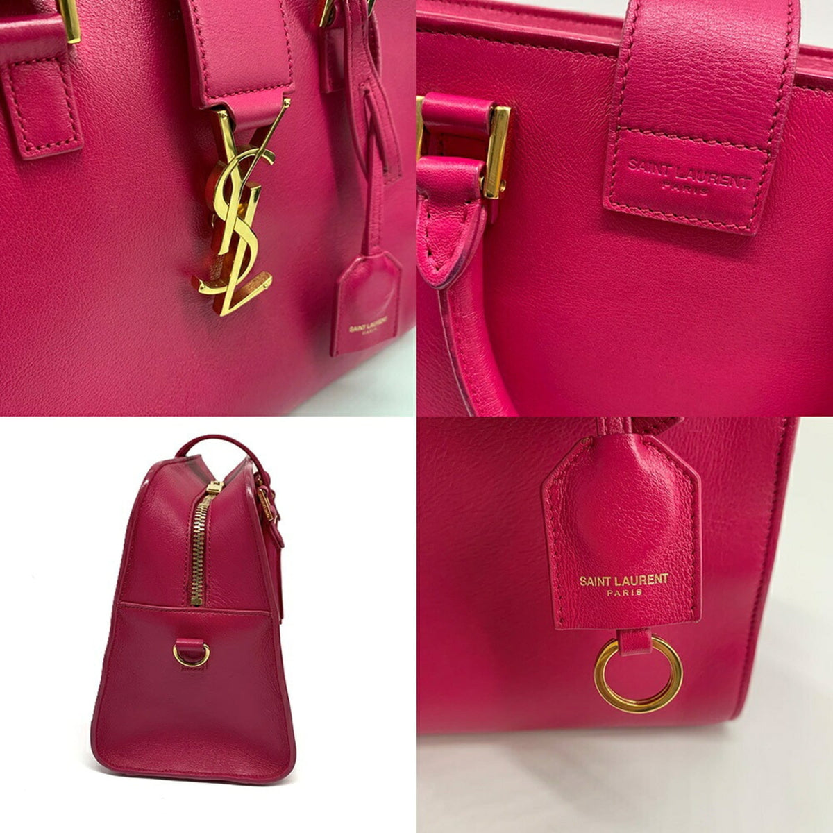 Saint Laurent Pink Leather Handbag Shoulder Bag (Pre-Owned)
