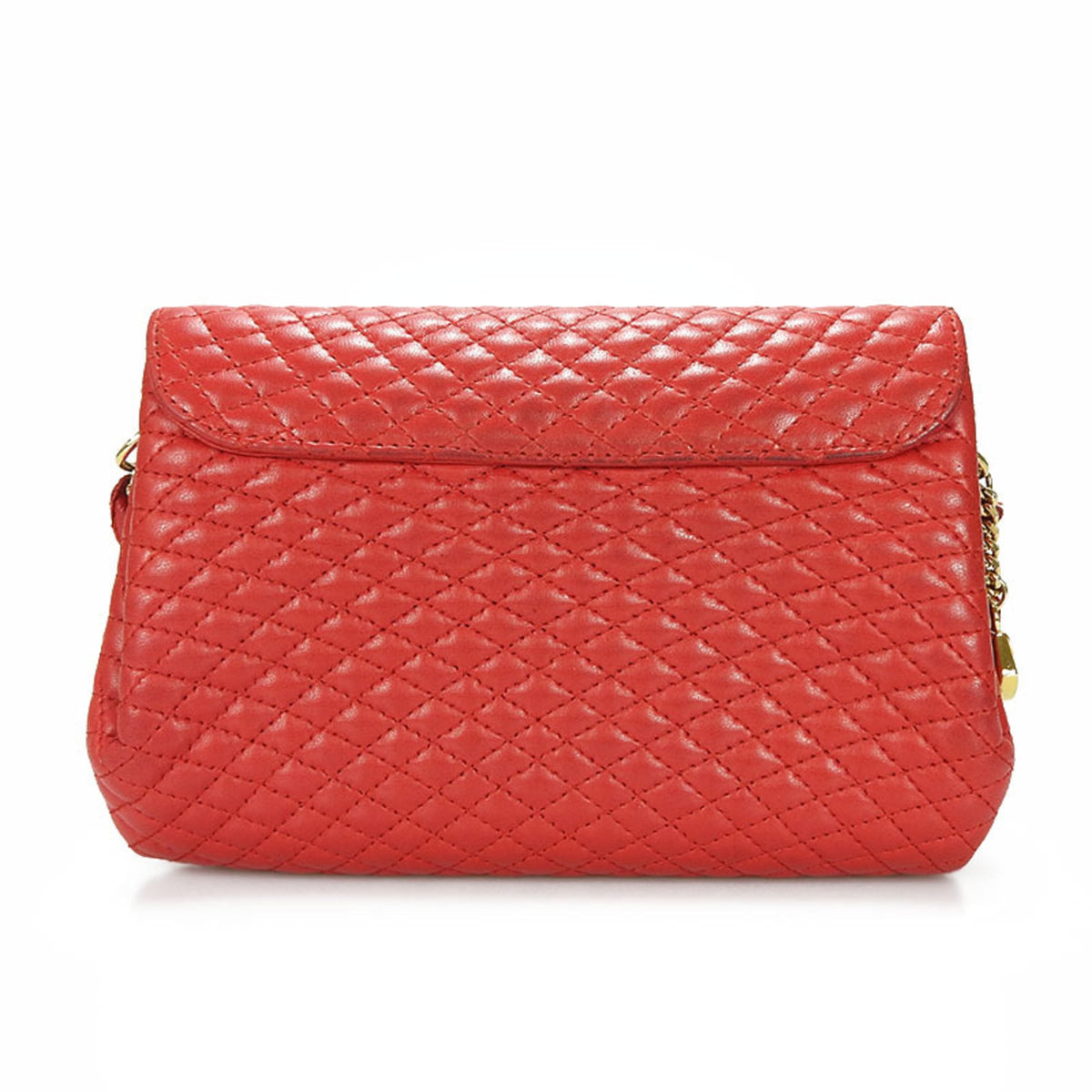Bally Red Color Leather Shoulder Bag (Pre-Owned)