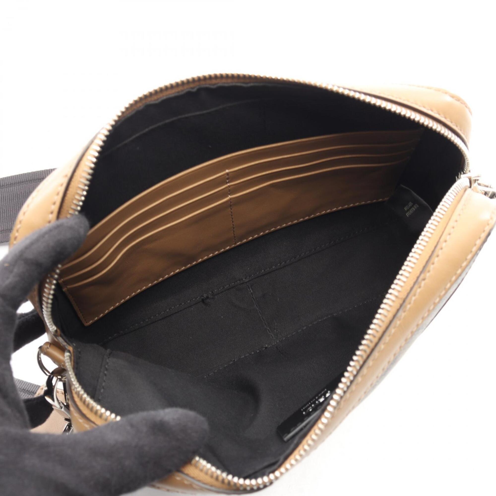 Fendi Black Brown Coated Canvas Leather Handbag Shoulder Bag (Pre-Owned)