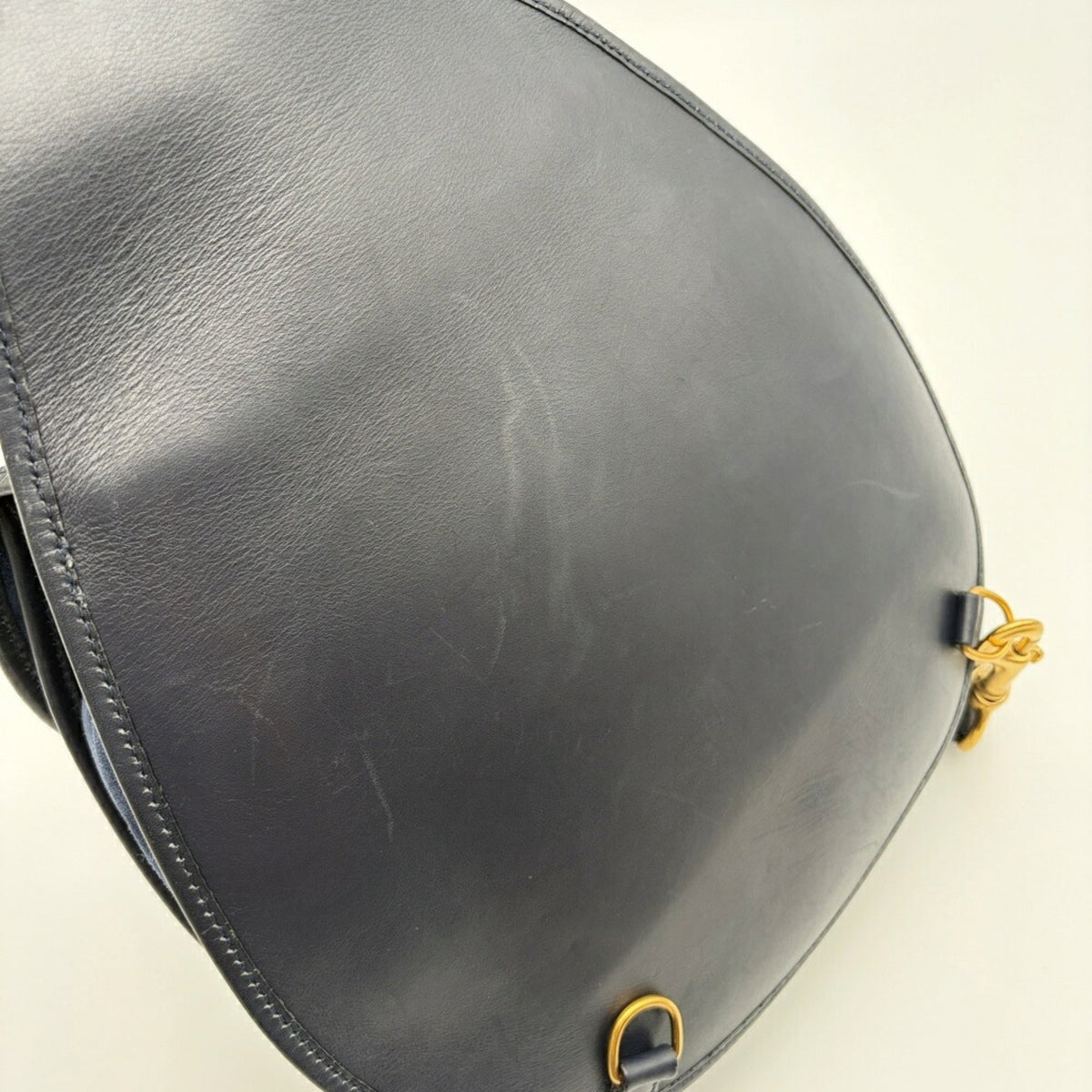 Gucci Navy Suede Leather Shoulder Bag Sling Bag (Pre-Owned)