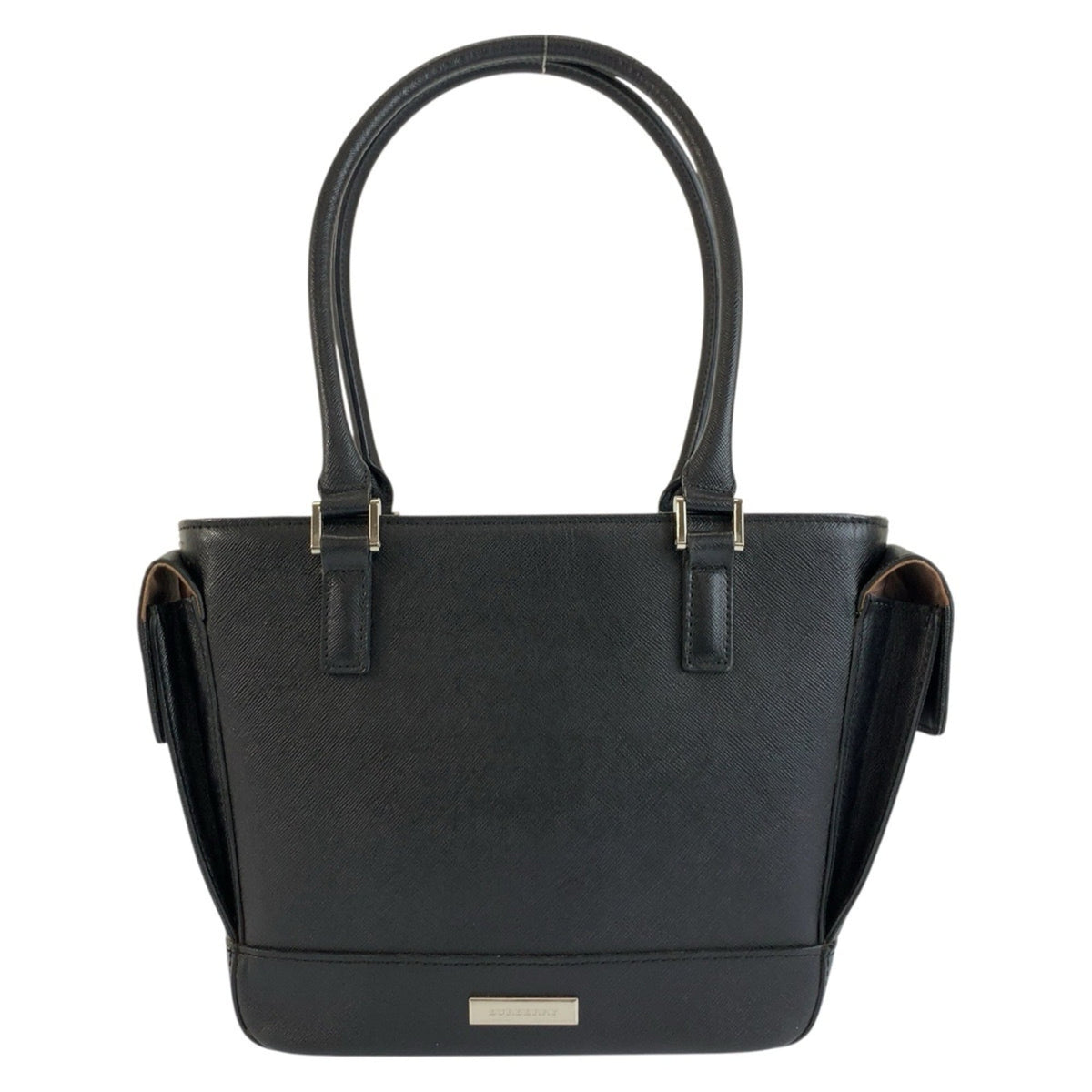 Burberry Black Leather Shoulder Bag Tote Bag (Pre-Owned)