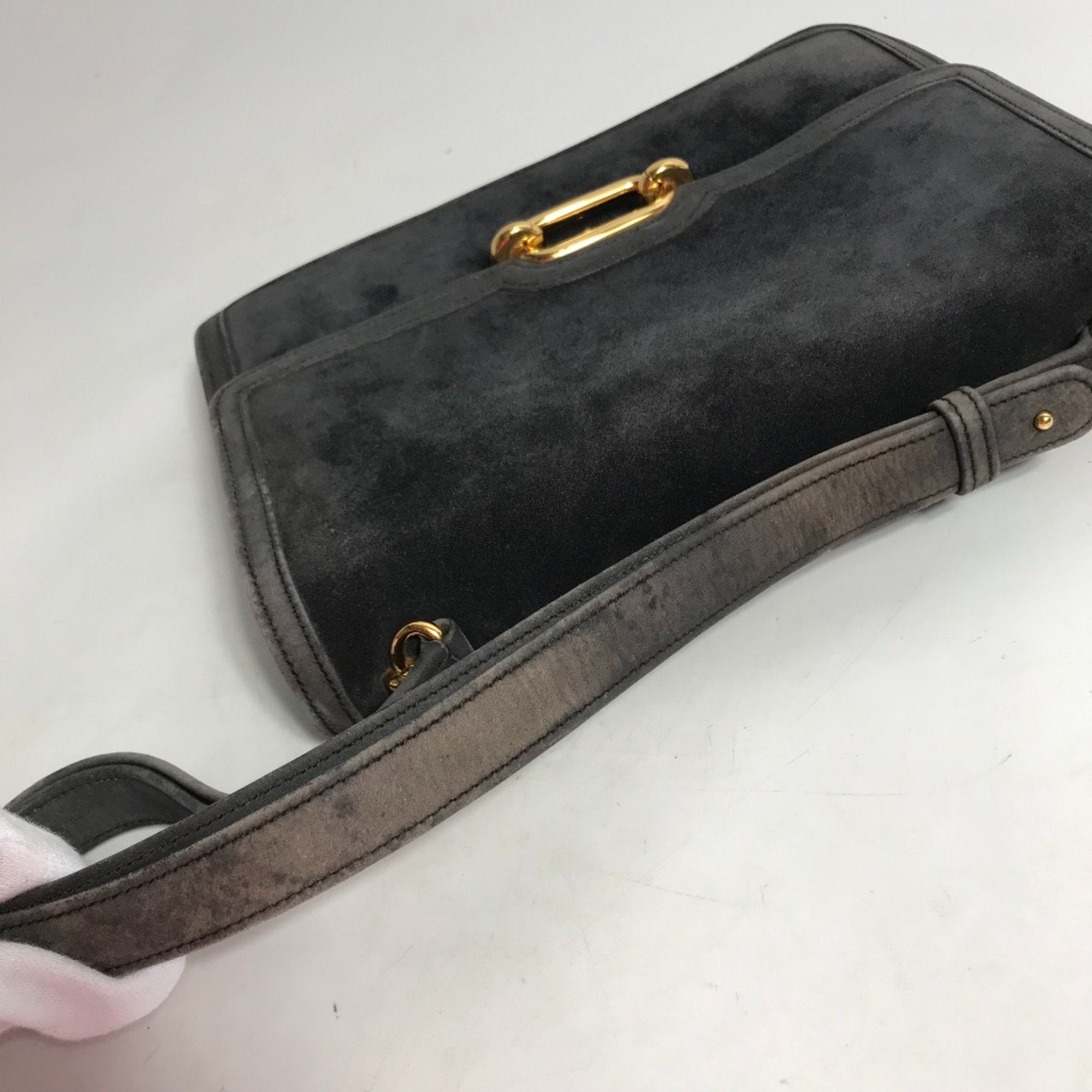 Hermes Gray Leather Shoulder Bag (Pre-Owned)