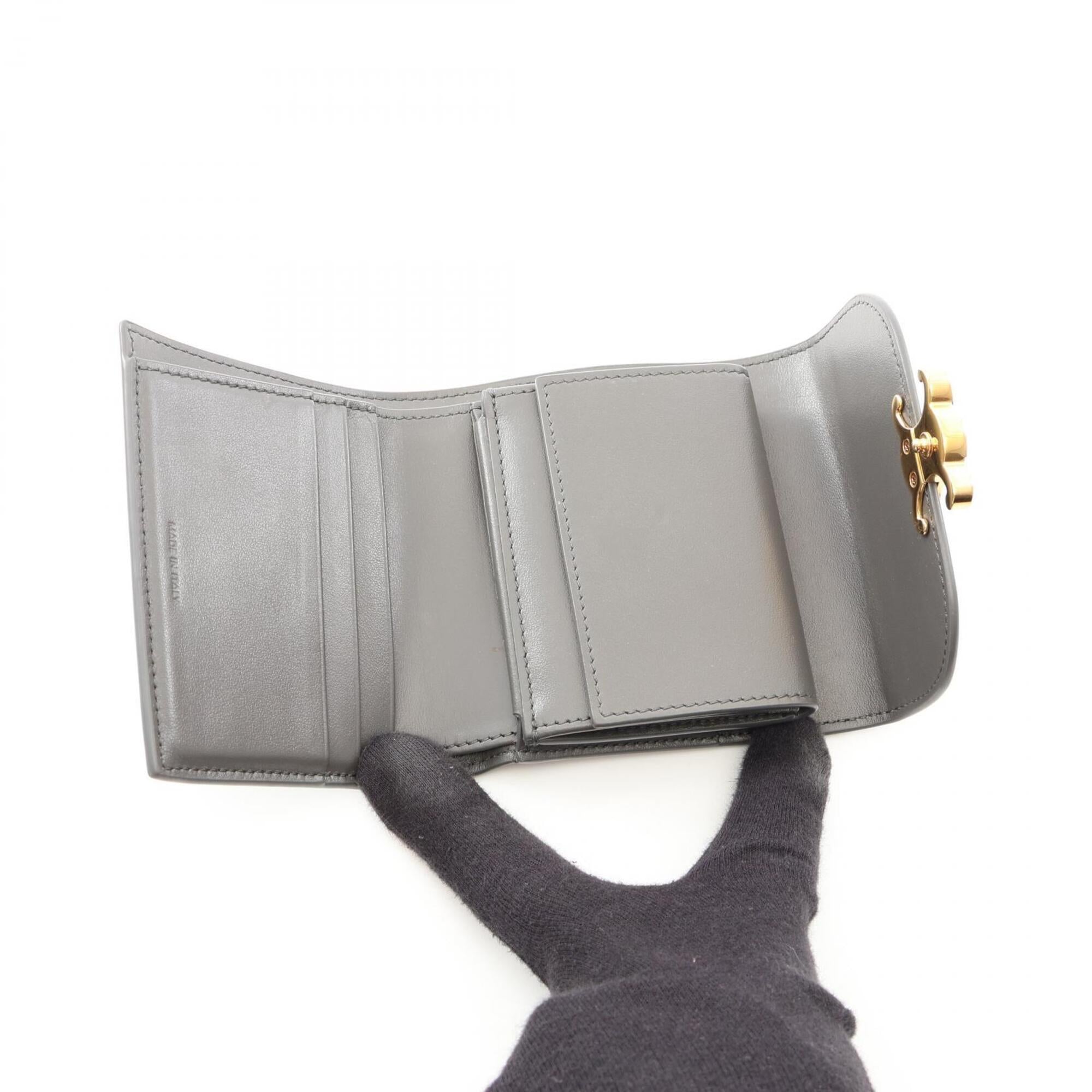 Celine Gray Leather Wallet (Tri-Fold) (Pre-Owned)