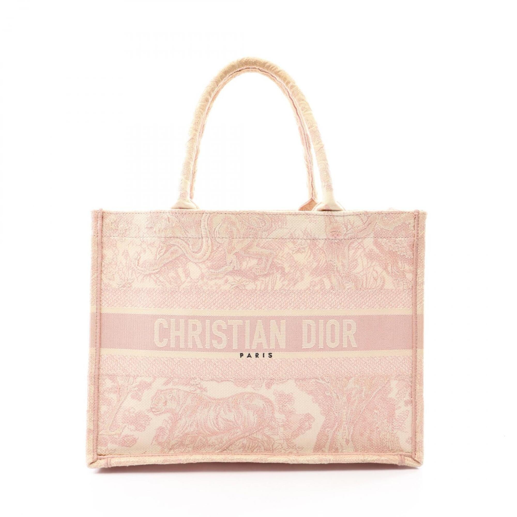 Christian Dior Ivory Pink Canvas Handbag Tote Bag (Pre-Owned)