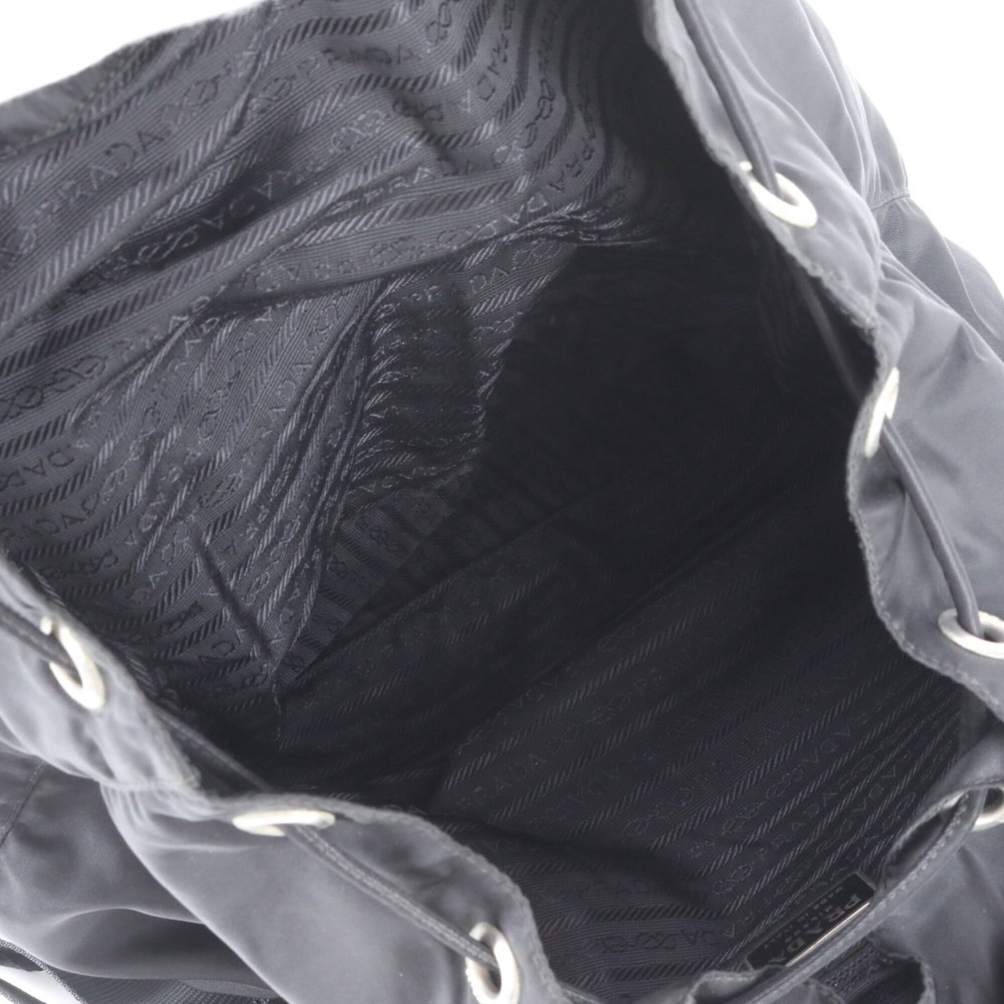 Prada Black Nylon Leather Backpack Handbag (Pre-Owned)