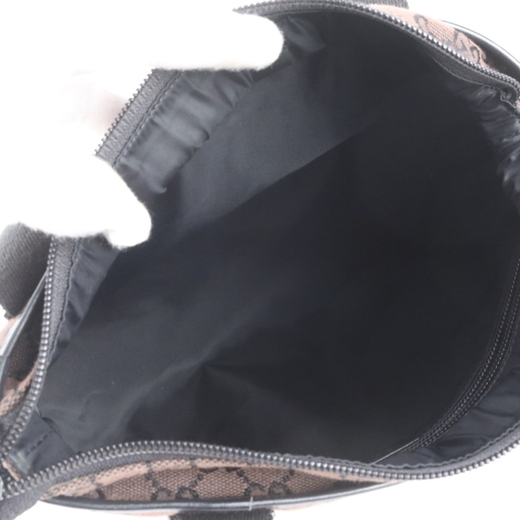 Gucci Black Brown Dark Brown Leather Canvas Handbag Tote Bag (Pre-Owned)