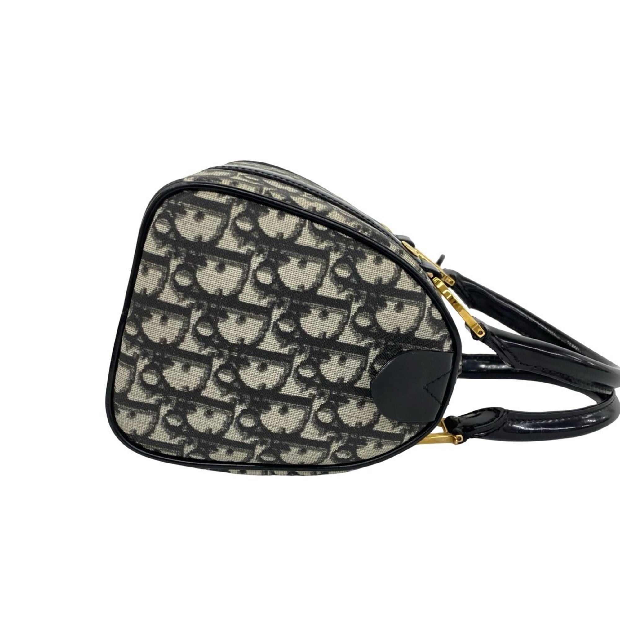 Christian Dior Black Canvas Leather Boston Bag Handbag (Pre-Owned)
