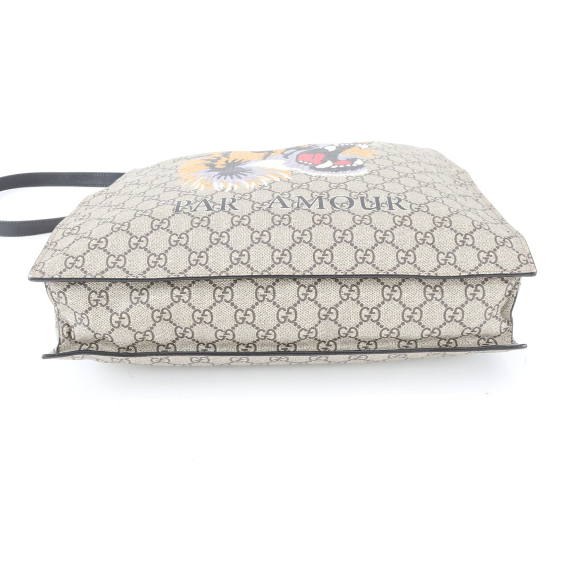 Gucci Beige Leather Coated Canvas Messenger Bag Shoulder Bag (Pre-Owned)