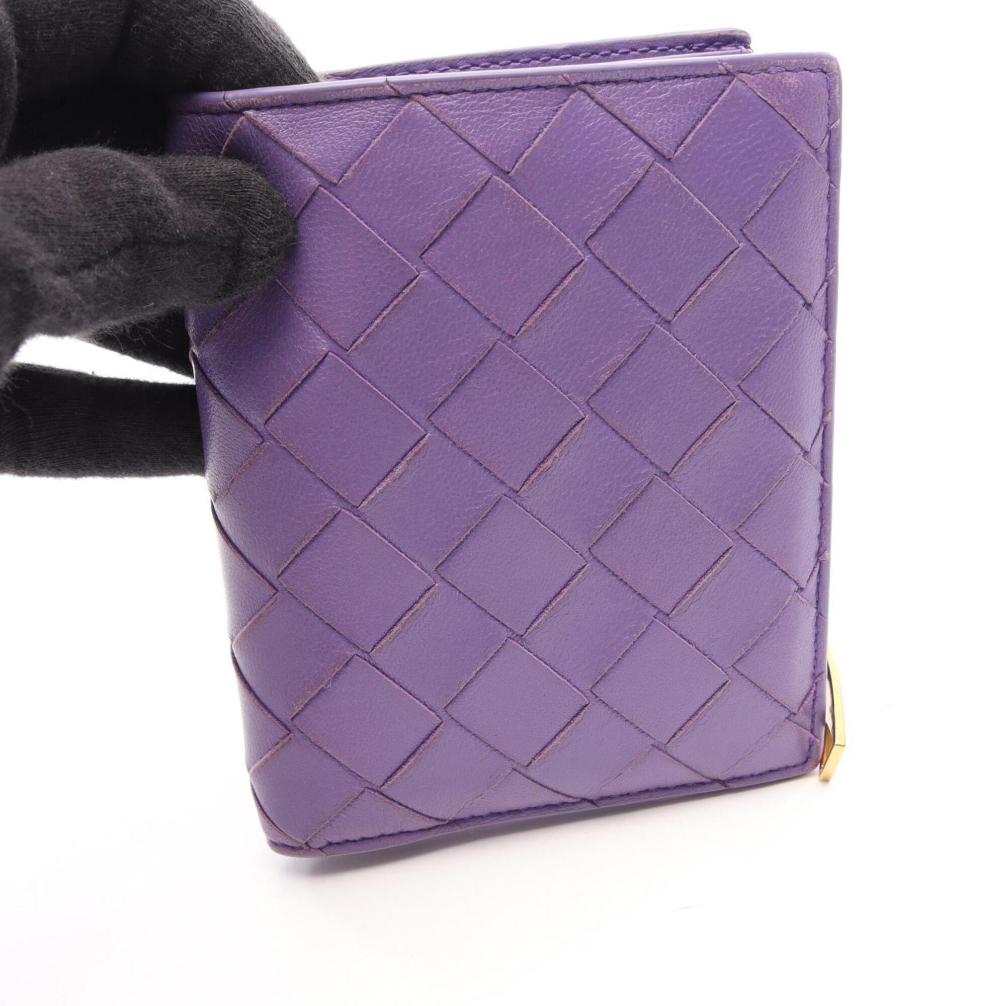 Bottega Veneta Intrecciato Purple Leather Wallet (Bi-Fold) (Pre-Owned)
