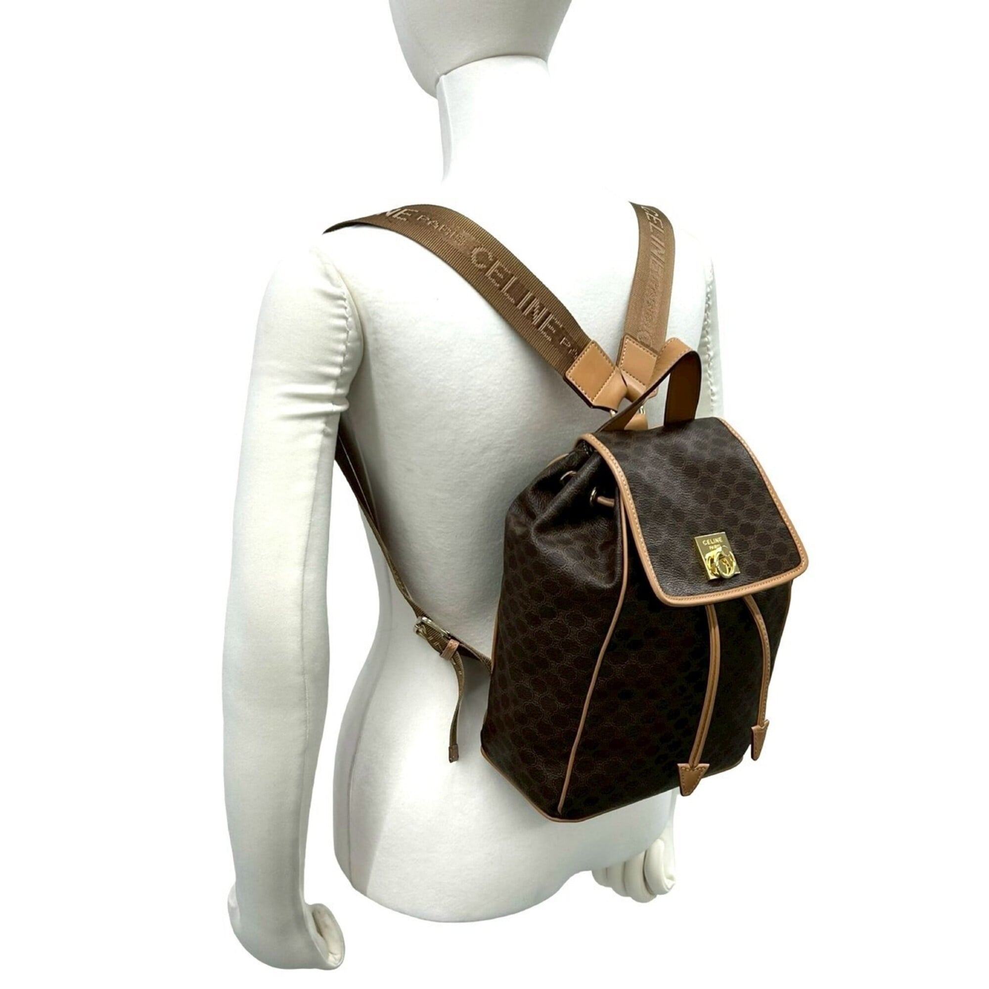 Celine Brown Leather Pvc Backpack (Pre-Owned)