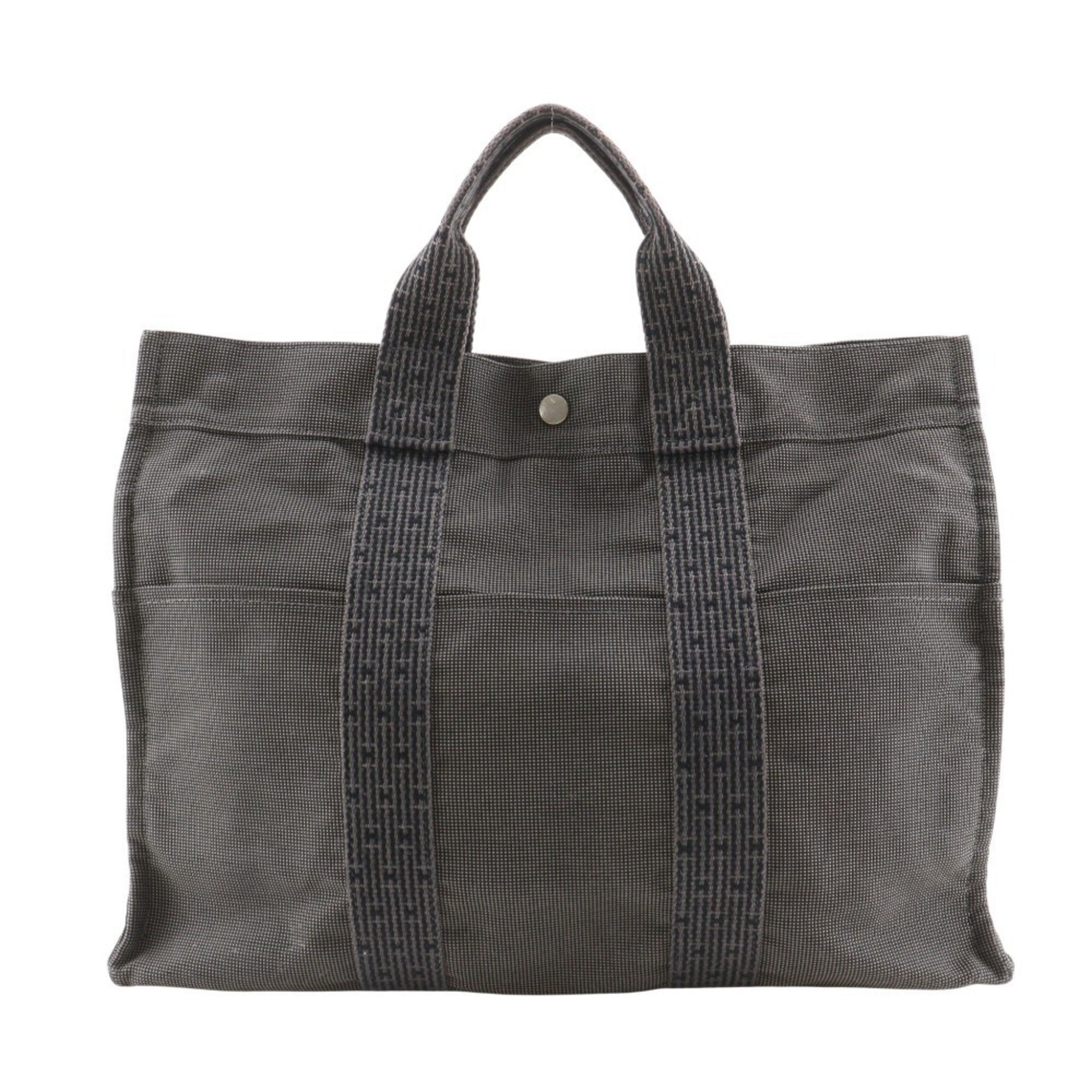 Hermes Gray Nylon Canvas Handbag Tote Bag (Pre-Owned)