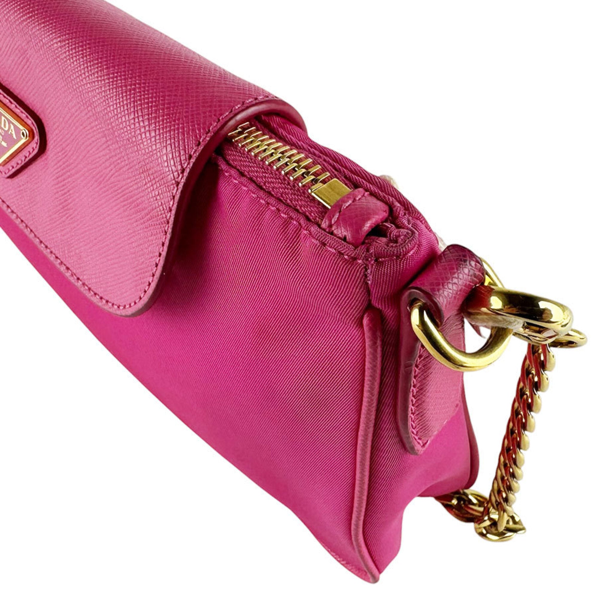Prada Pink Nylon Leather Shoulder Bag (Pre-Owned)