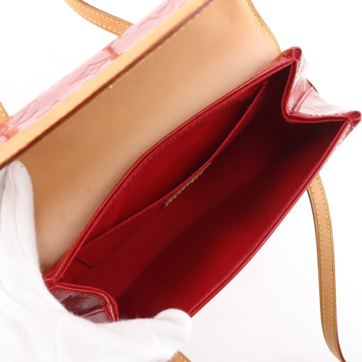 Louis Vuitton Red Color Monogram Vernis Tote Bag (Pre-Owned)