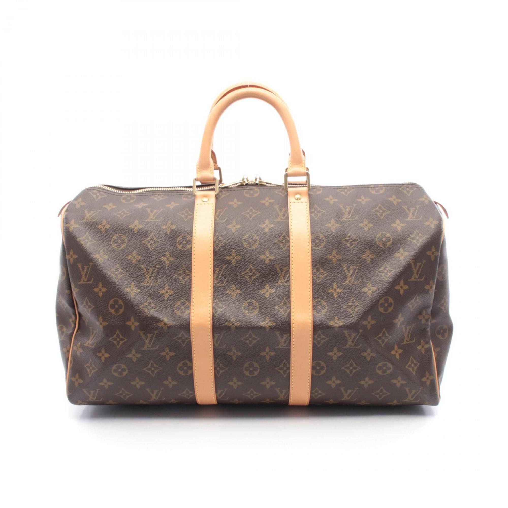 Louis Vuitton Brown Coated Canvas Leather Boston Bag Handbag (Pre-Owned)