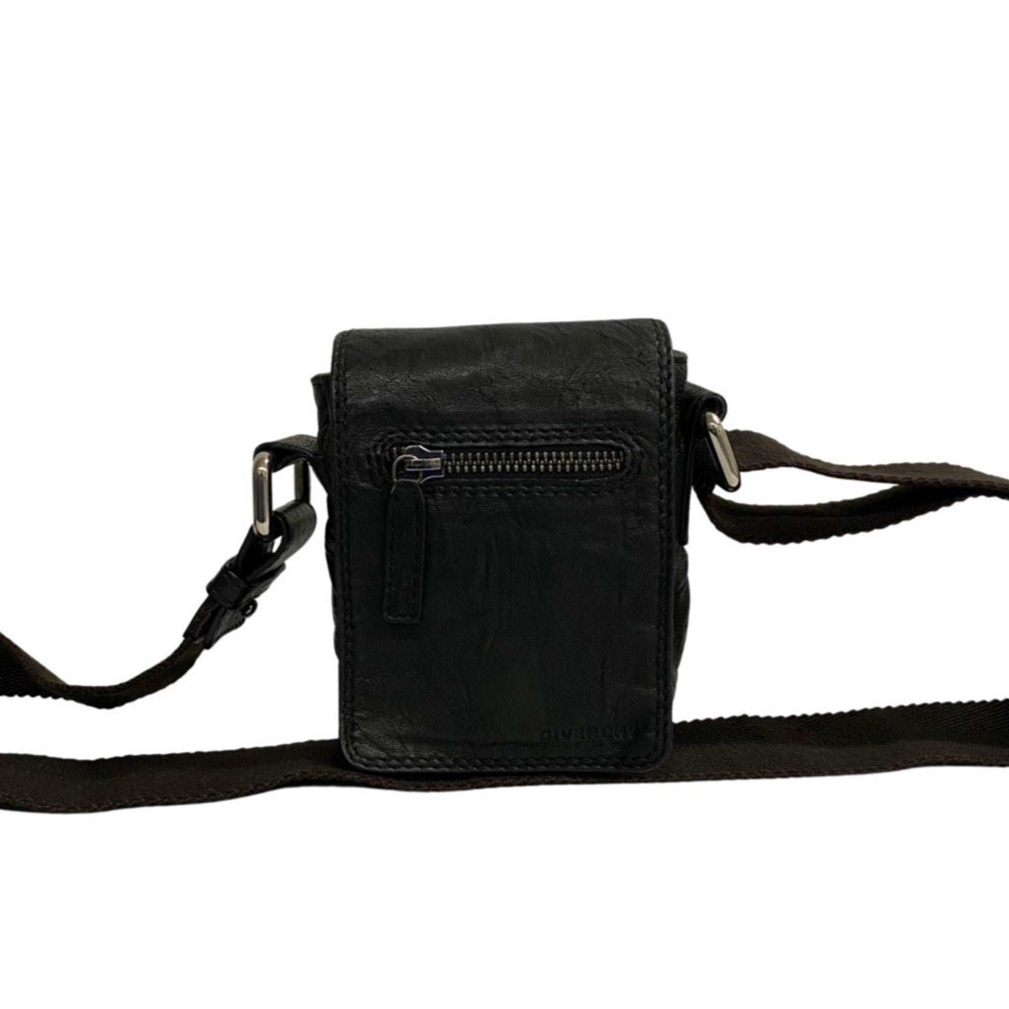 Givenchy Black Canvas Leather Shoulder Bag (Pre-Owned)