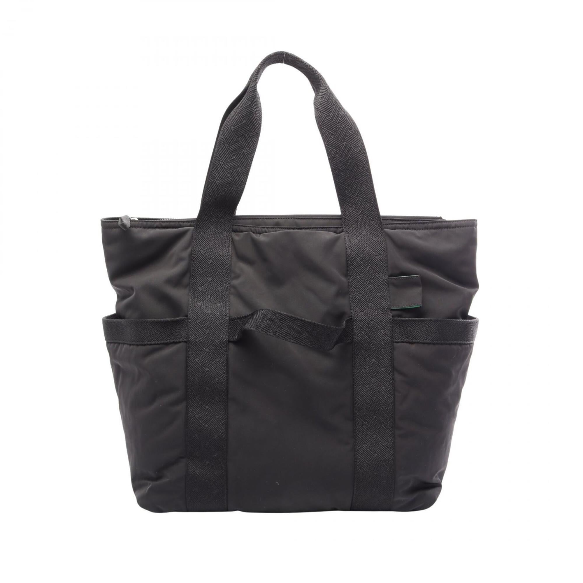 Bottega Veneta Black Nylon Handbag Tote Bag (Pre-Owned)