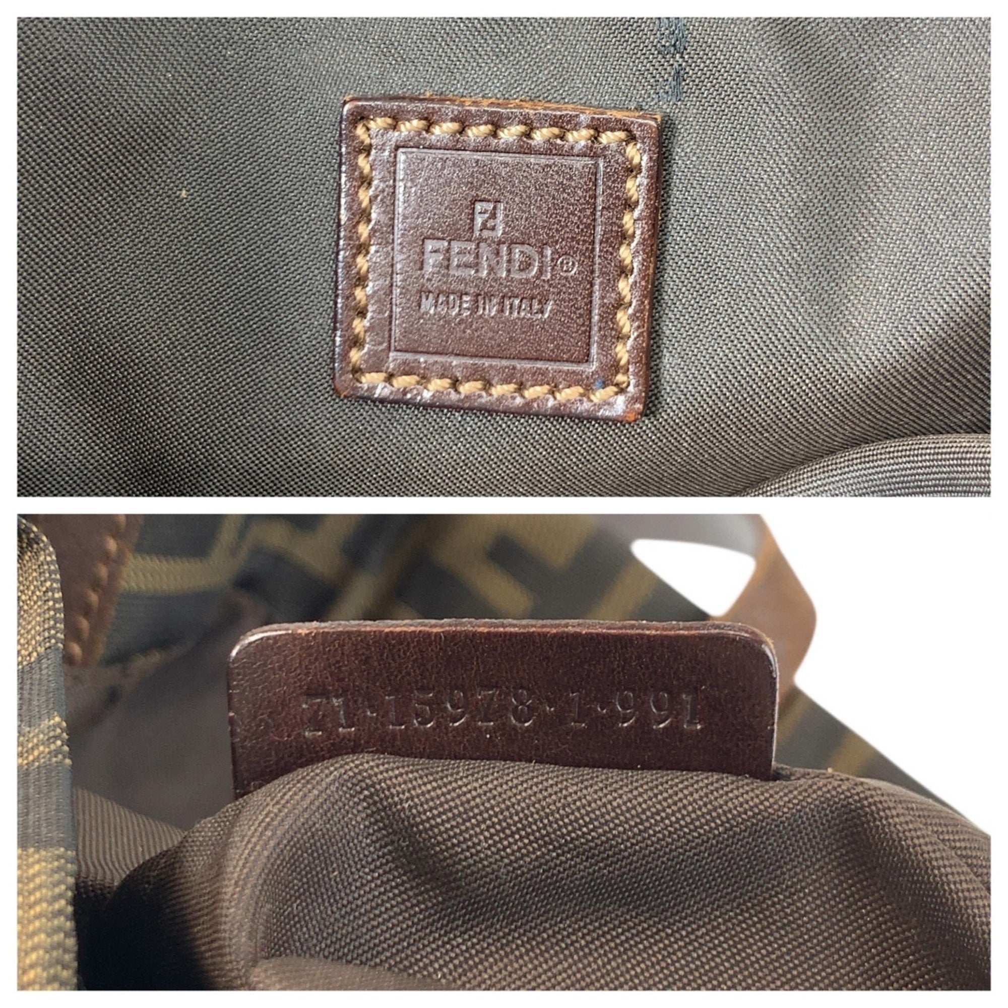 Fendi Brown Canvas Leather Shoulder Bag Tote Bag (Pre-Owned)