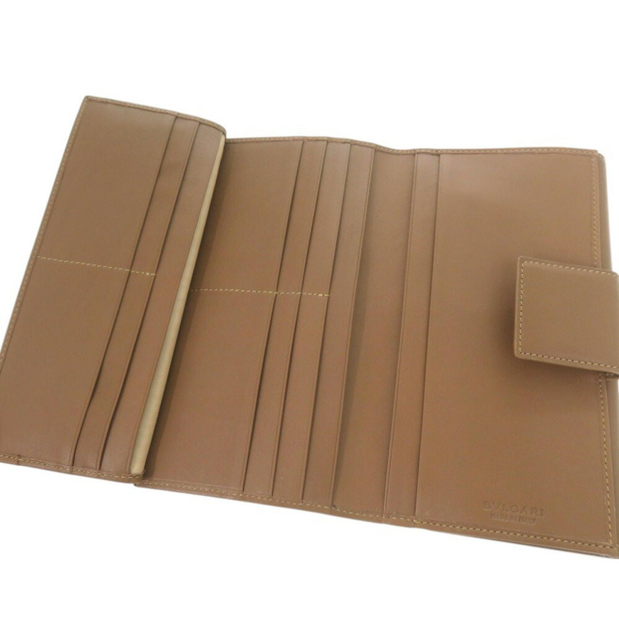 Bvlgari Brown Leather Long Wallet (Bi-Fold) (Pre-Owned)