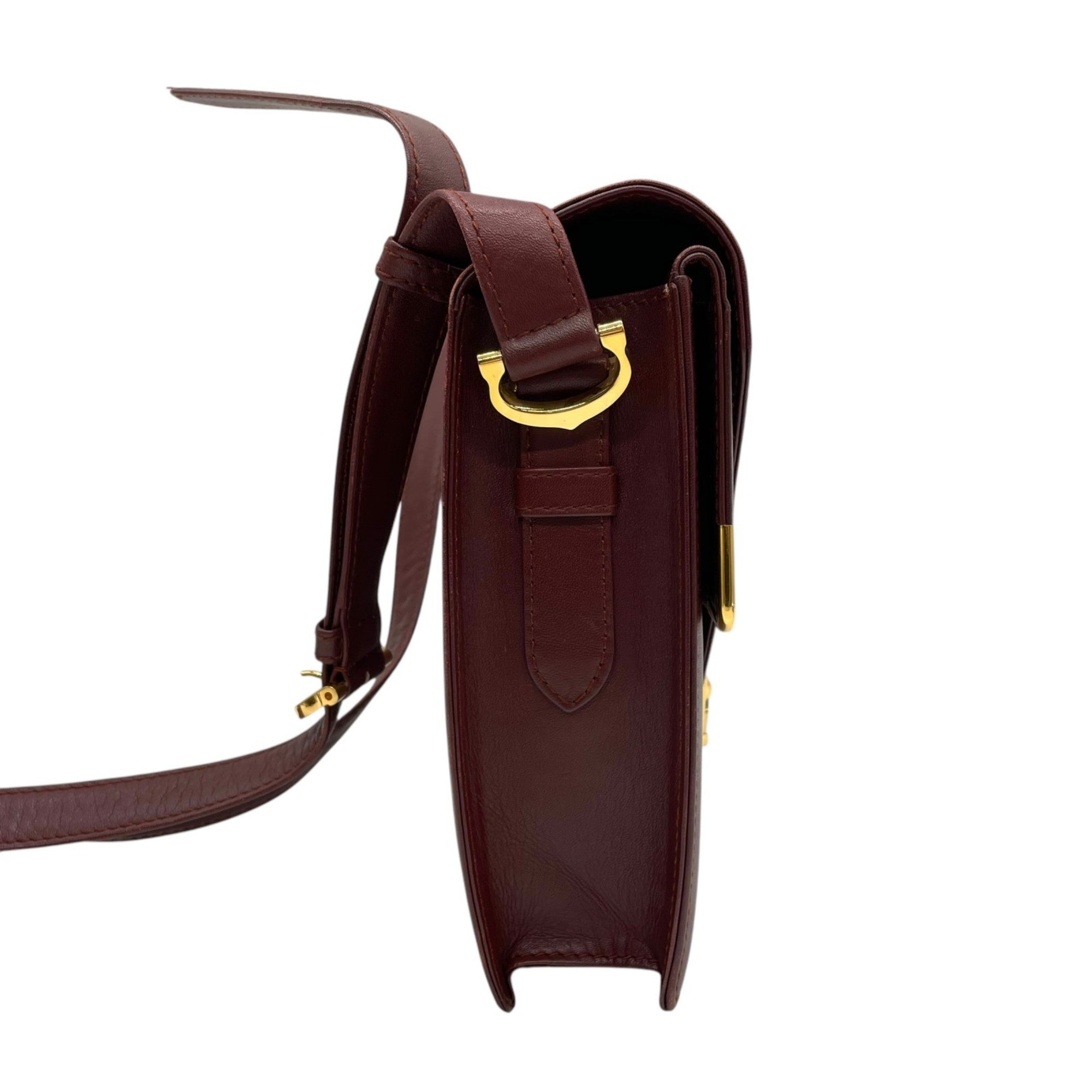 Cartier Bordeaux Wine Red Leather Shoulder Bag (Pre-Owned)
