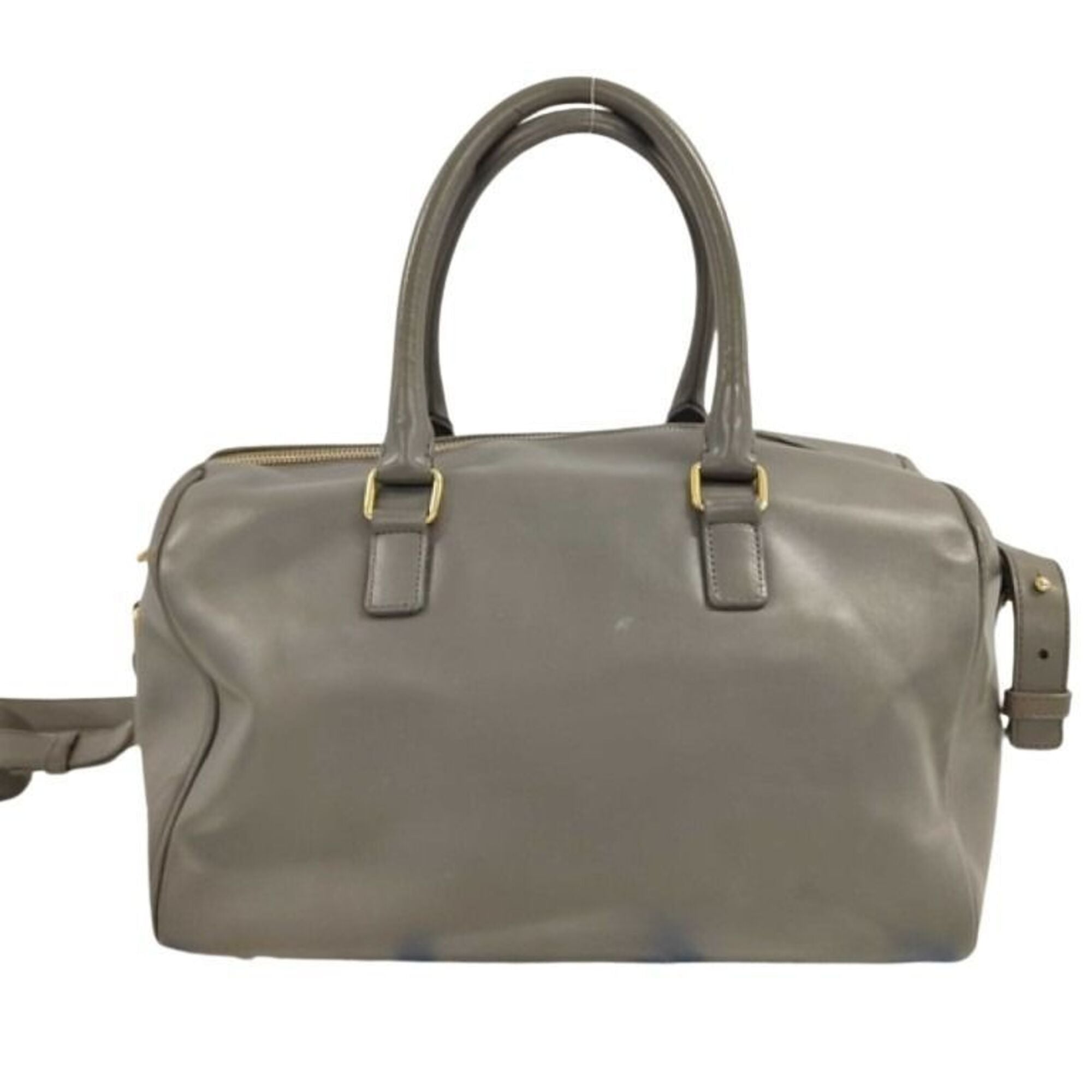 Yves Saint Laurent Gray Leather Boston Bag Handbag Shoulder Bag (Pre-Owned)