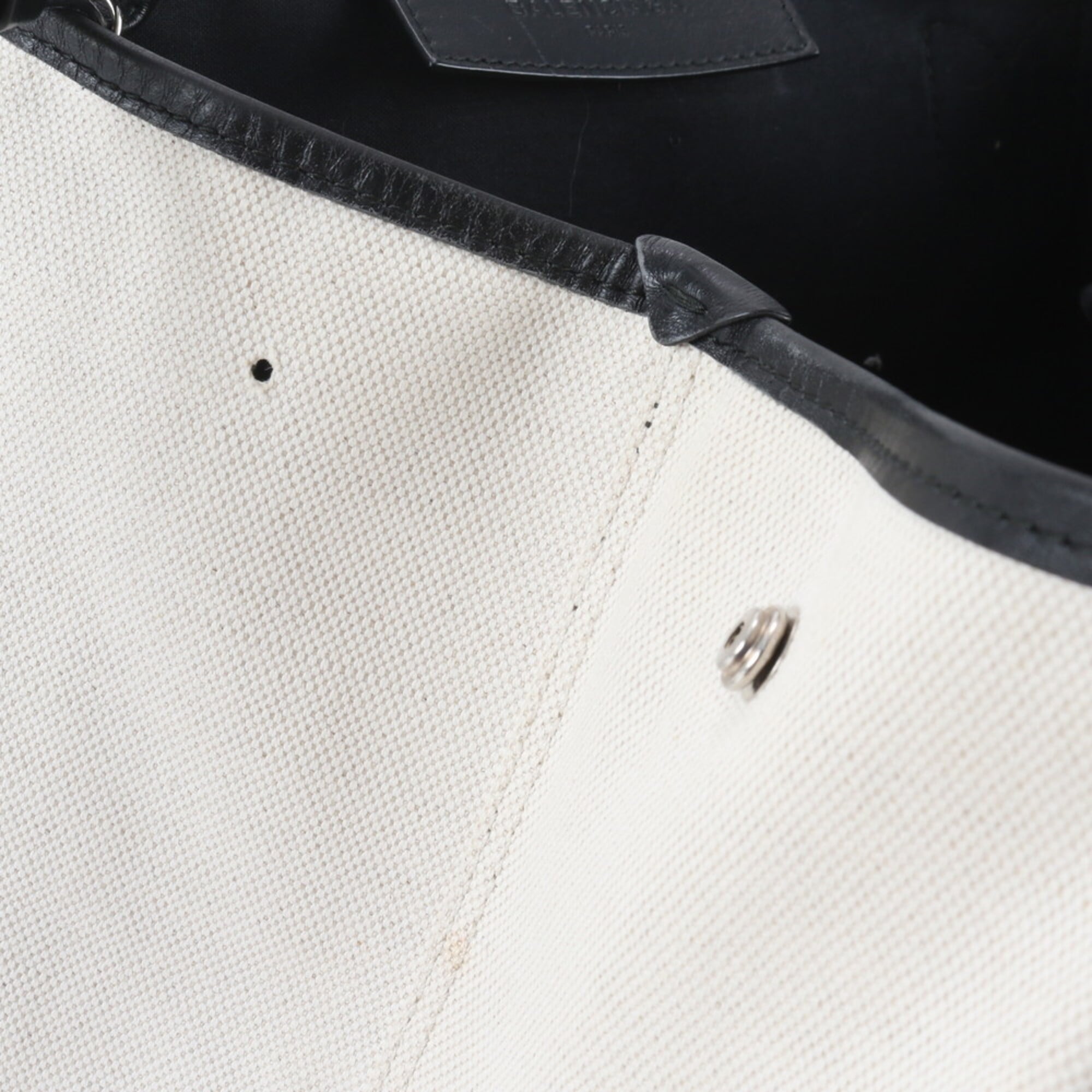 Balenciaga Black White Canvas Leather Handbag Pouch Tote Bag (Pre-Owned)