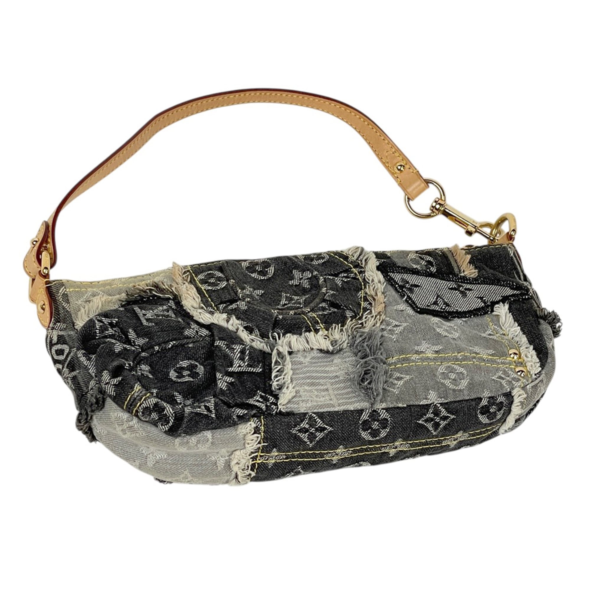 Louis Vuitton Black Gray Monogram Denim Shoulder Bag (Pre-Owned)