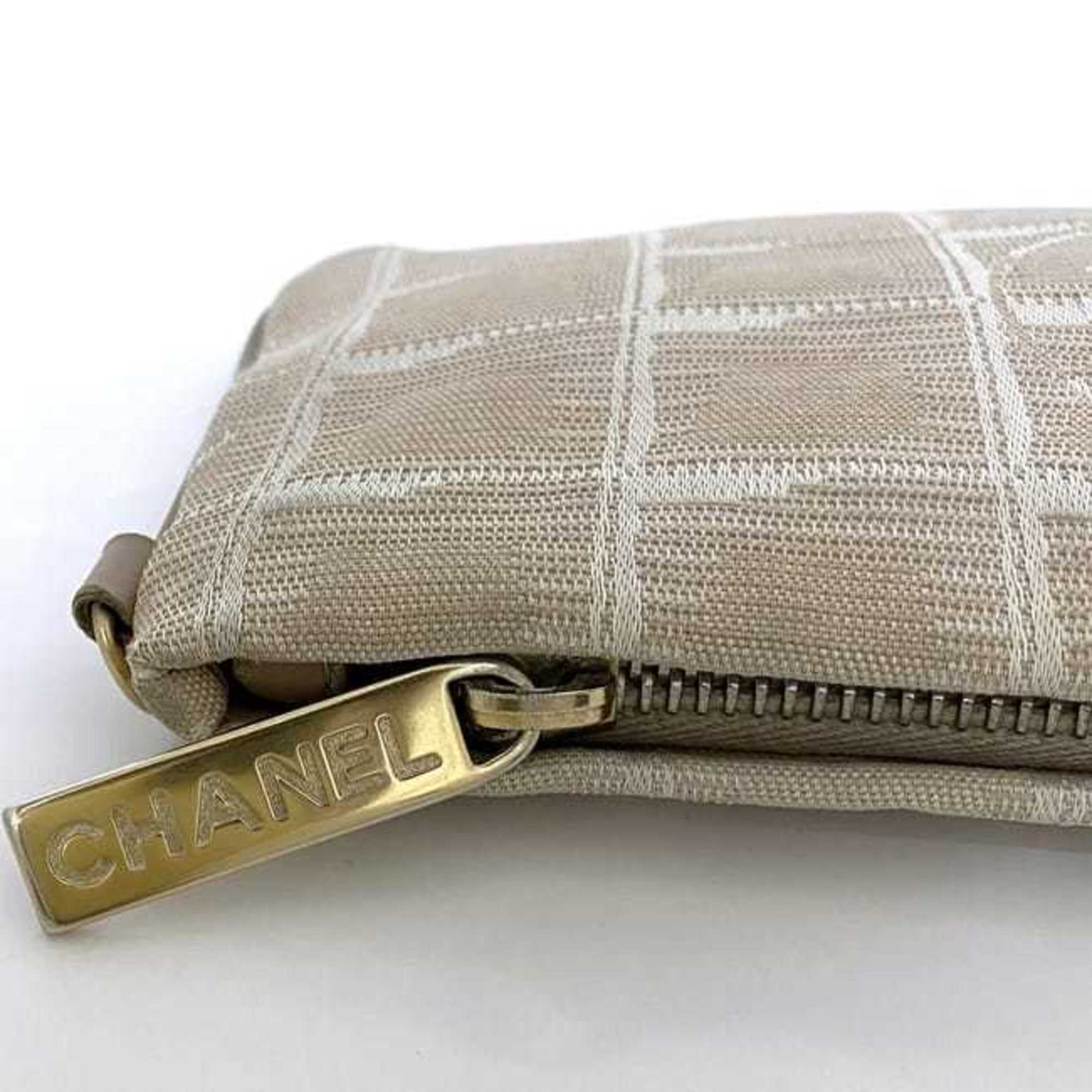 Chanel New Travel Line Beige Nylon Leather Pouch (Pre-Owned)
