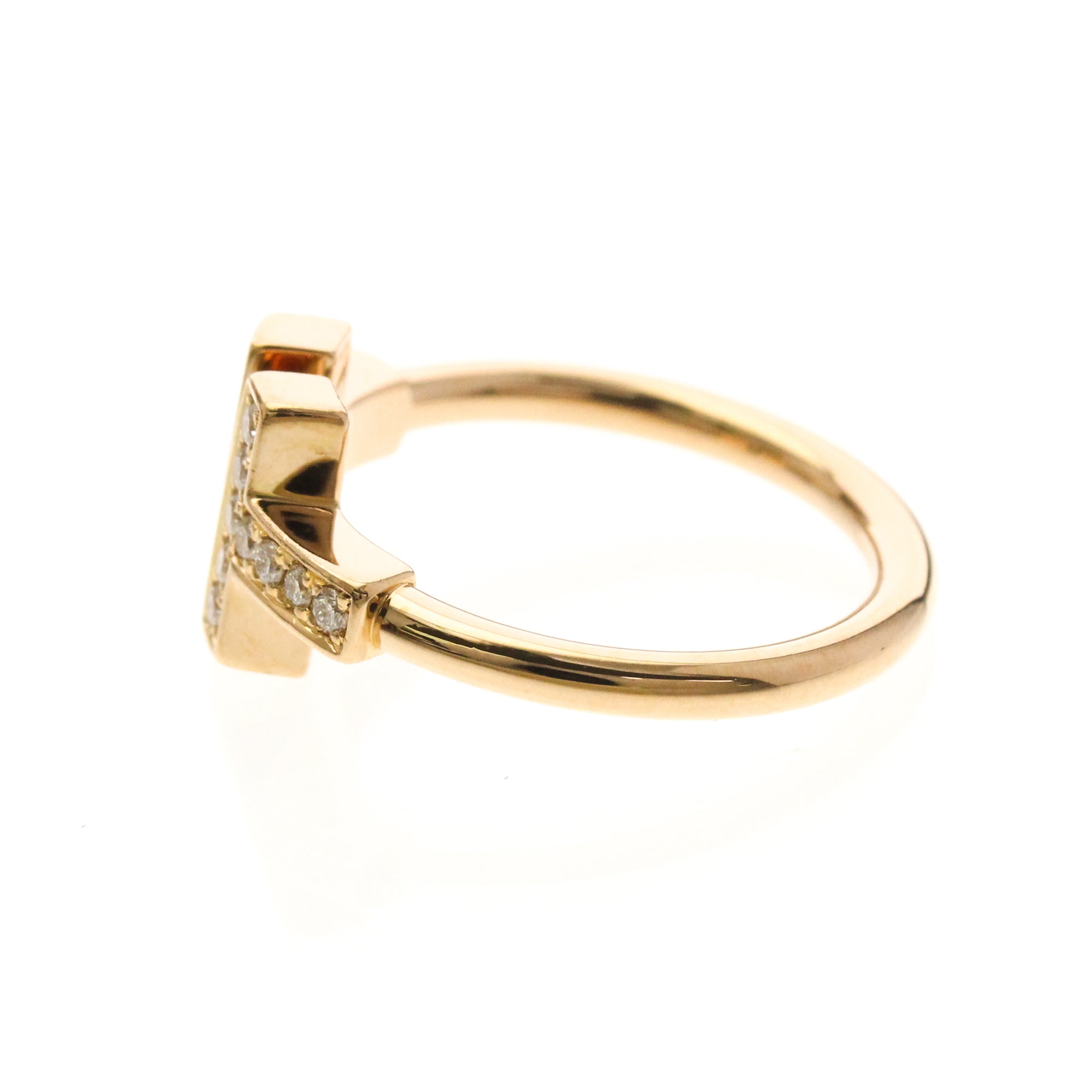 Tiffany & Co. T Wire Ring 18K Rose Gold With Mother Of Pearl And Diamonds Gold Pink_Gold Ring Jewelry (Pre-Owned)