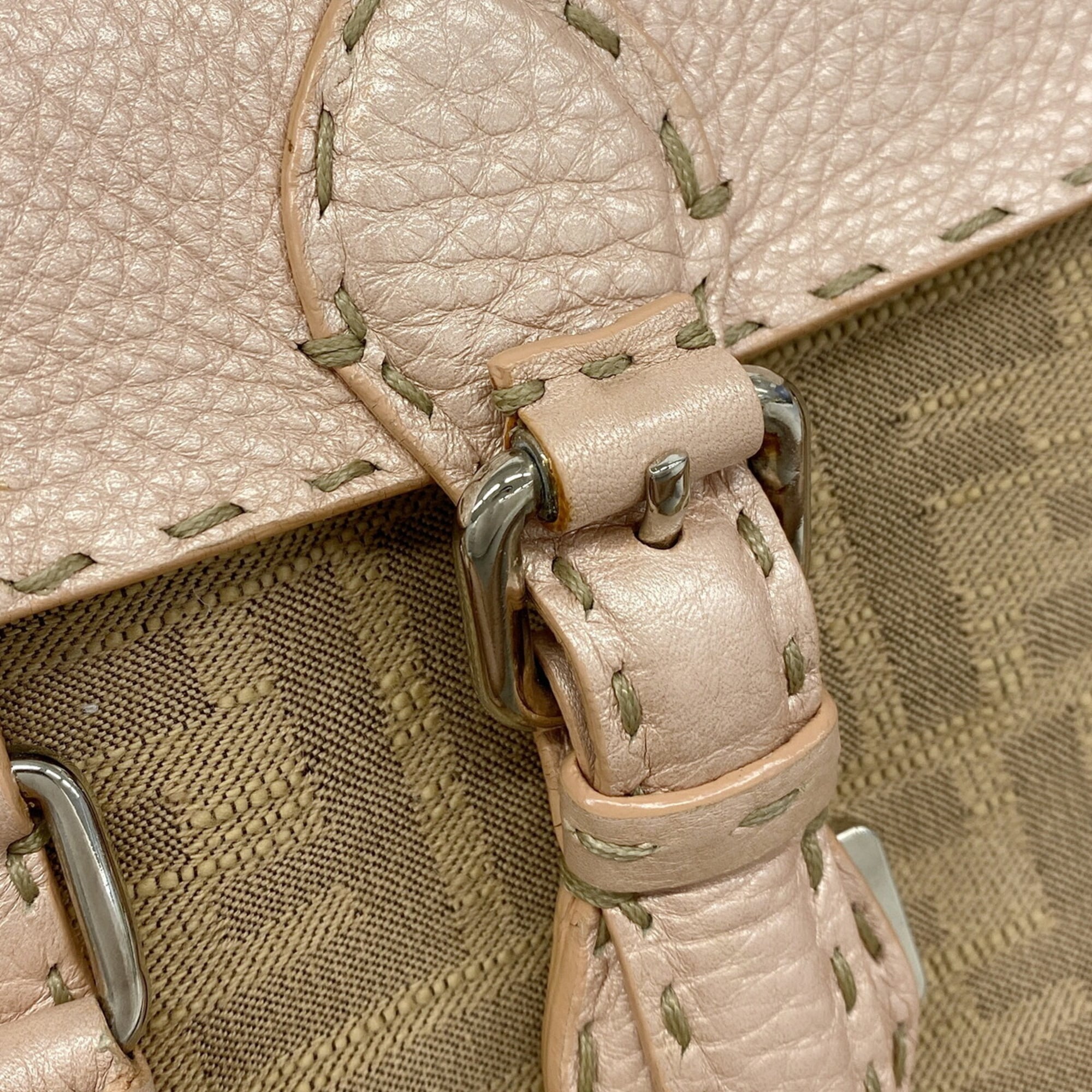 Fendi Brown Pink Canvas Handbag (Pre-Owned)
