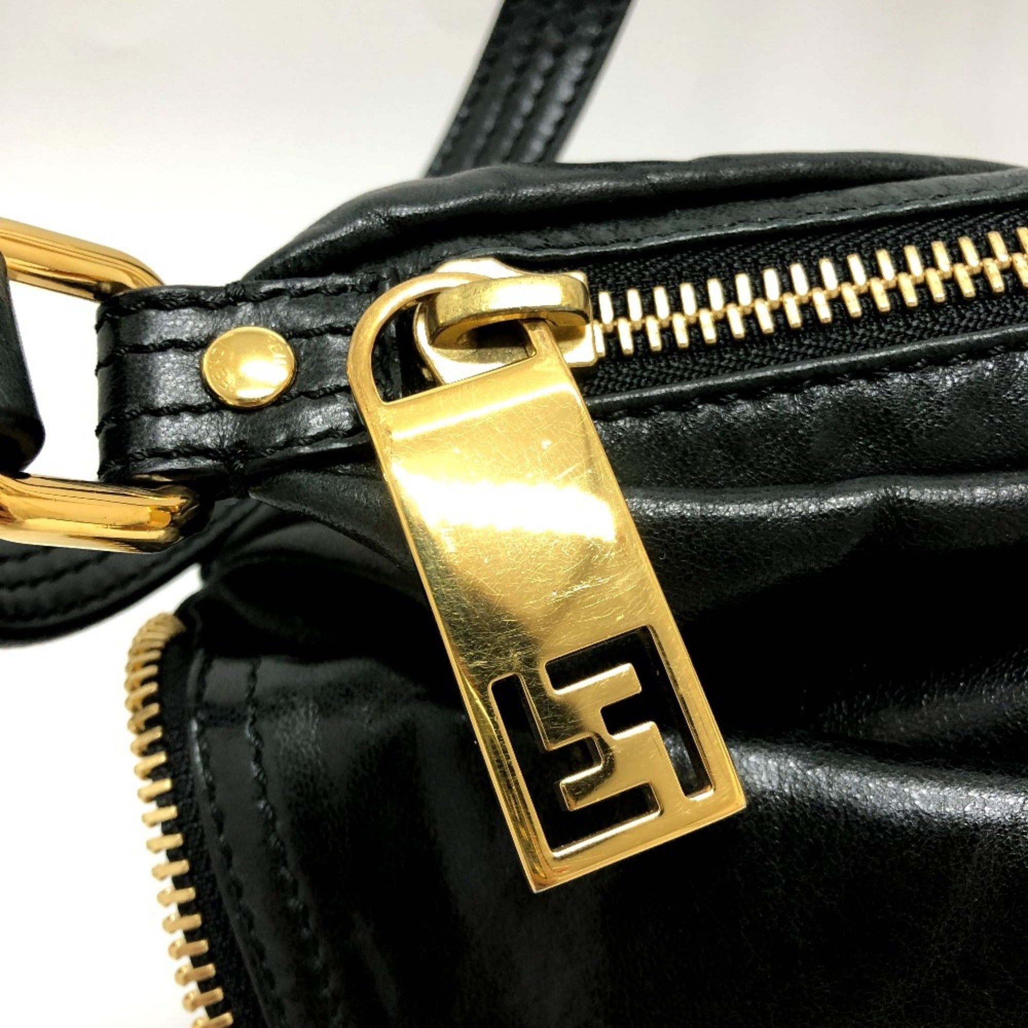 Fendi Black Leather Handbag Shoulder Bag (Pre-Owned)
