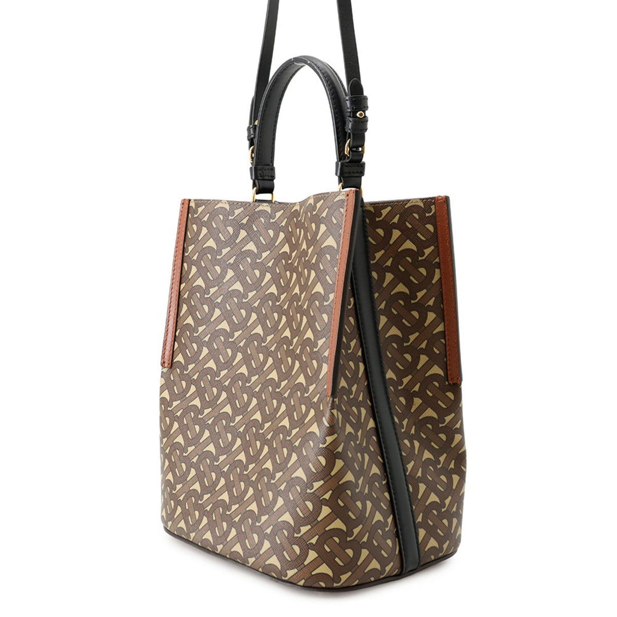 Burberry Beige Black Brown Pvc Leather Handbag (Pre-Owned)