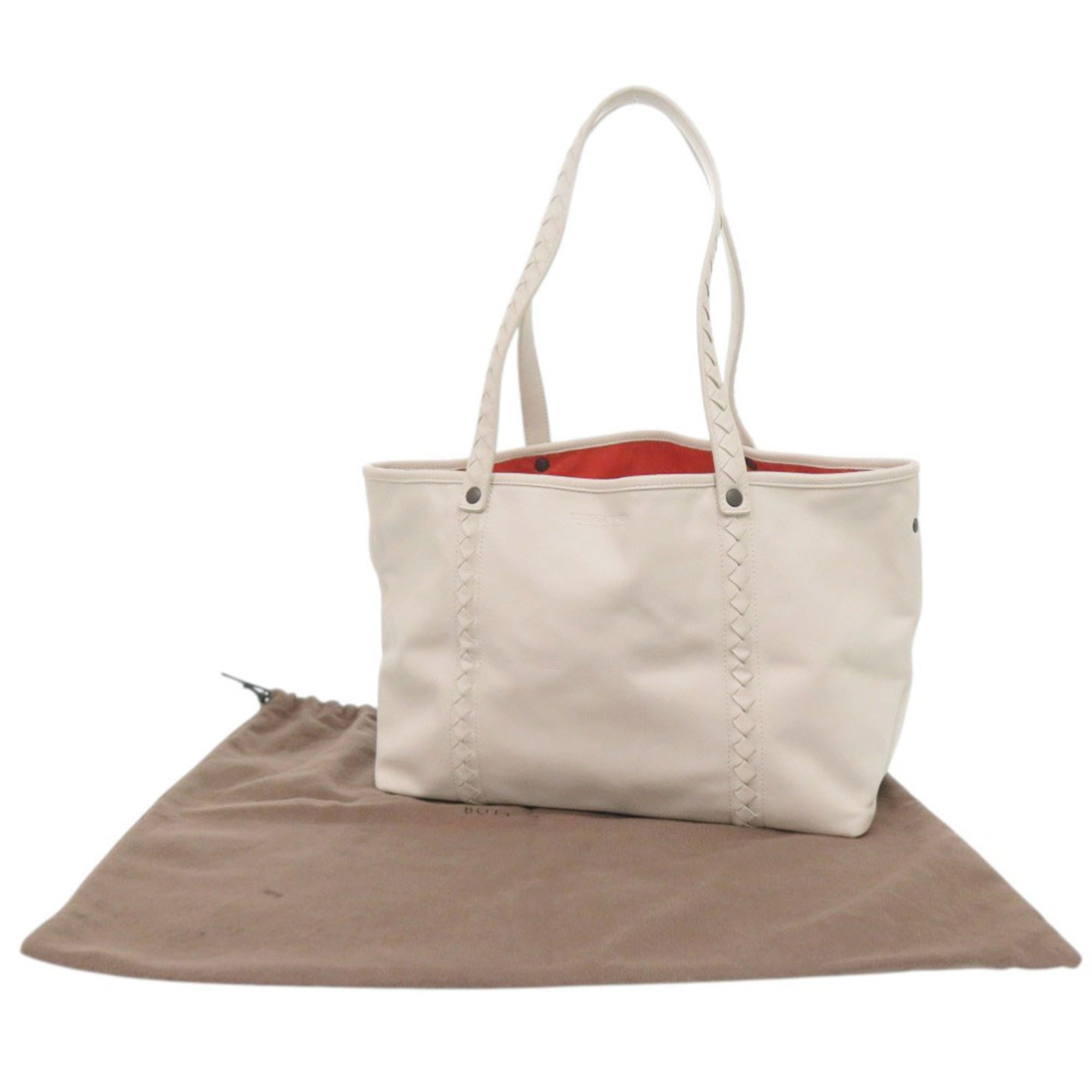 Bottega Veneta Intrecciato Black Ivory Orange Intrecciato Tote Bag (Pre-Owned)