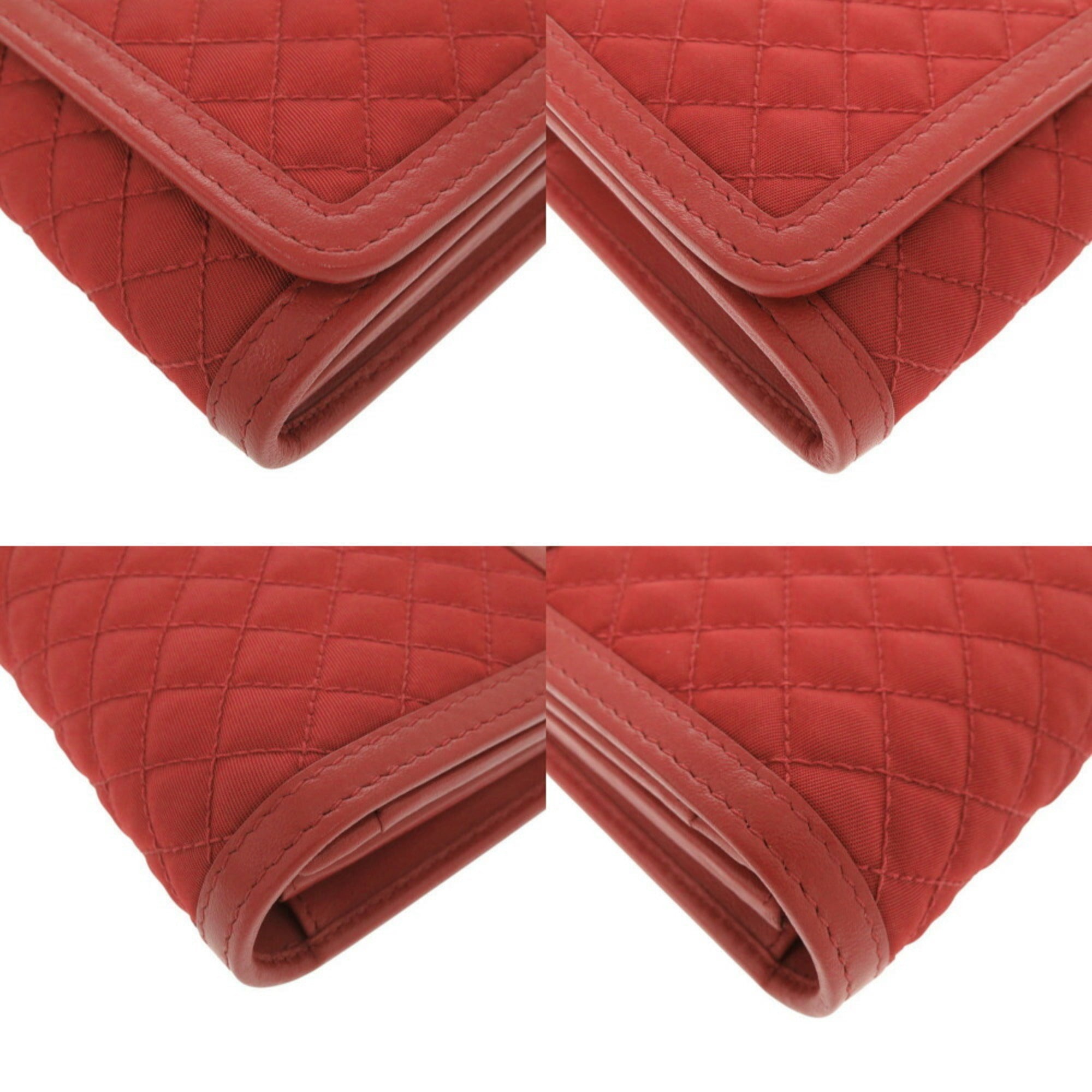 Prada Red Color Nylon Leather Chain/Shoulder Wallet (Pre-Owned)