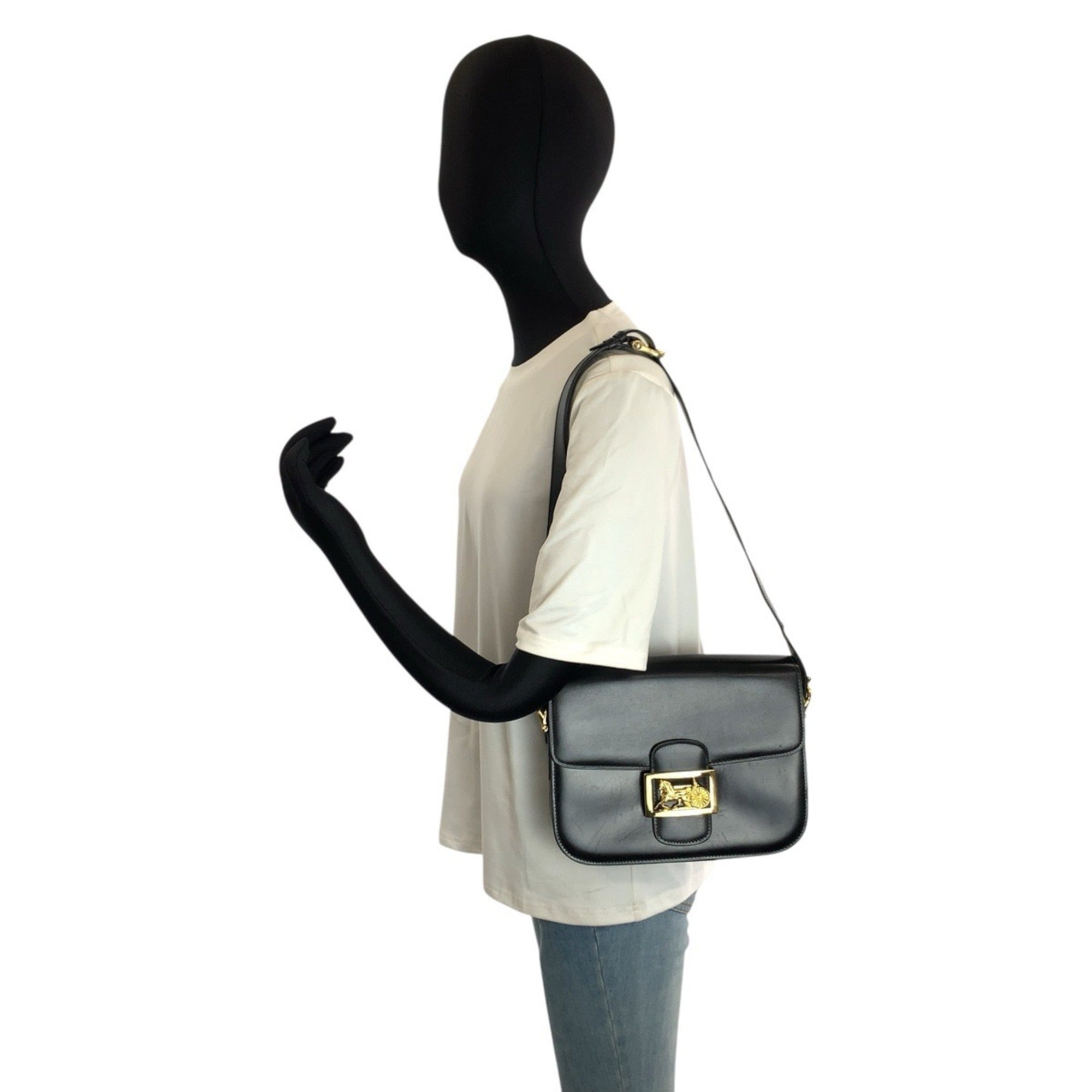 Celine Black Leather Handbag Shoulder Bag (Pre-Owned)
